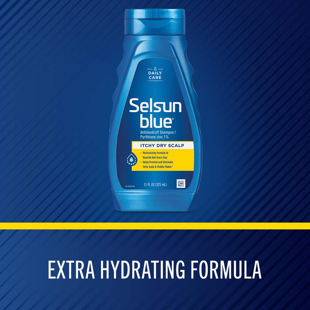 Selsun Blue Itchy Dry Scalp Anti-Dandruff Shampoo, 11 Fl. Oz., Extra-Hydrating Formula, Pyrithione Zinc 1%