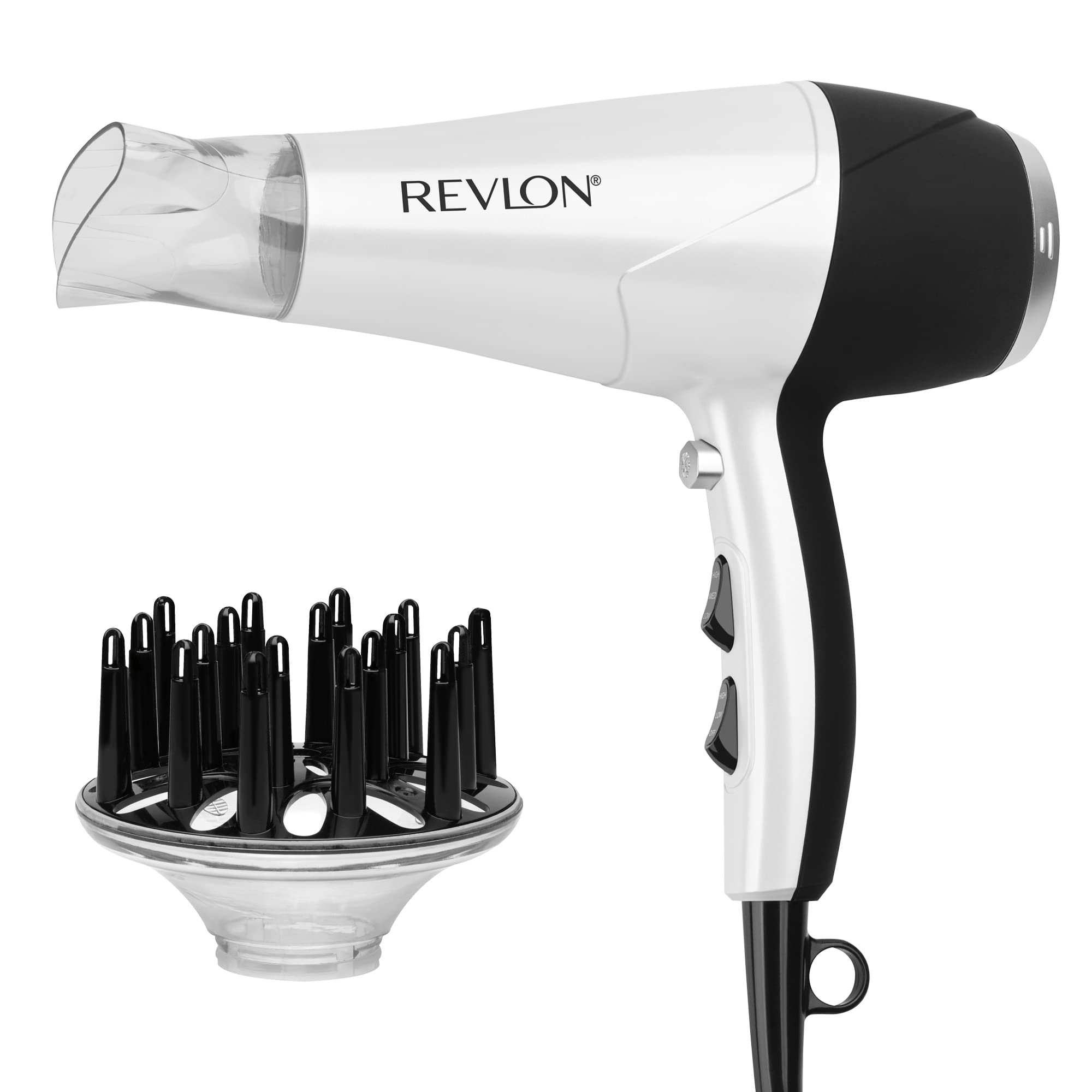 REVLON Volume Booster, Hair Dryer with Curl Enhancing Diffuser | Increase Volume, Decrease Frizz and Damage, Fast Drying, 1875 W