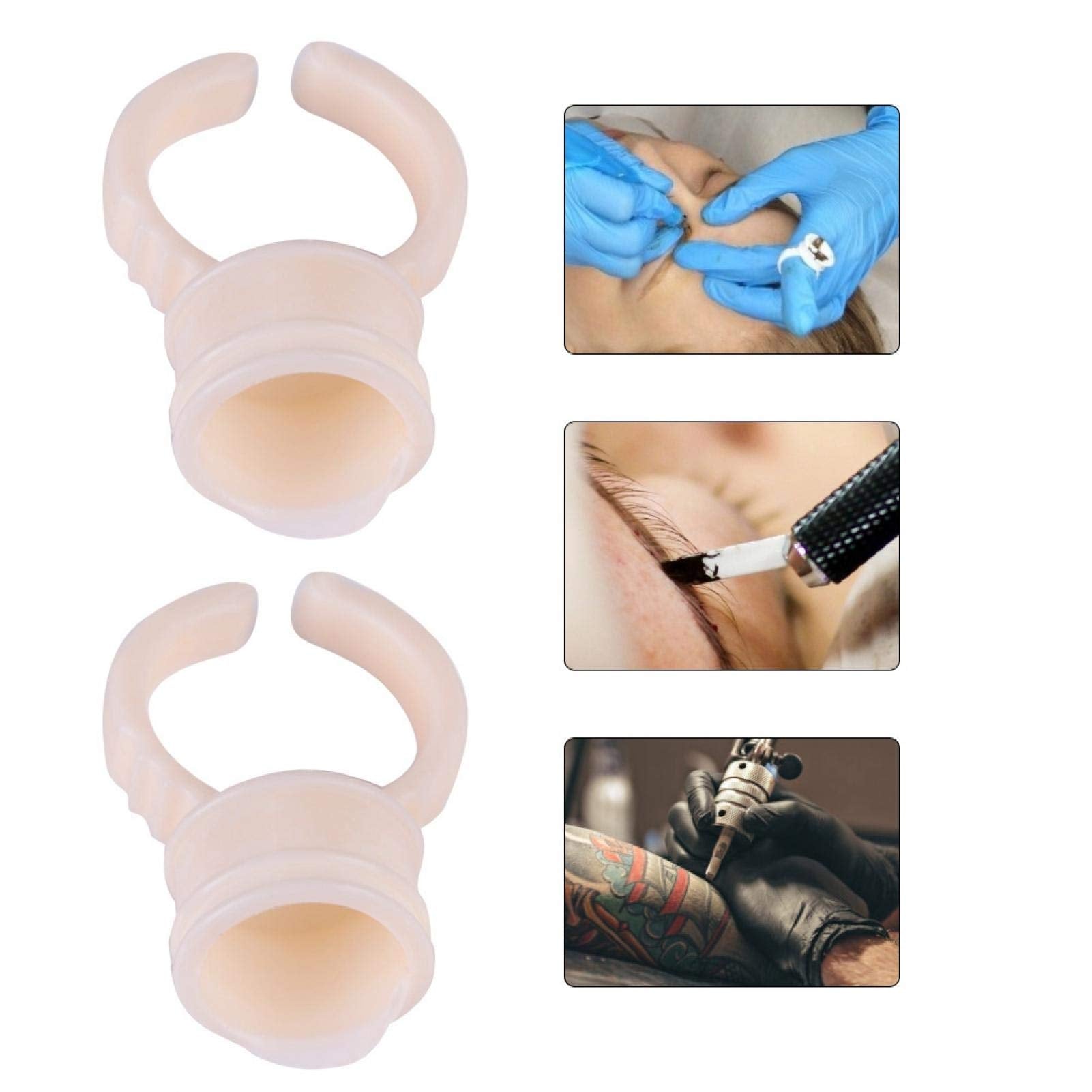 100 Pieces Cup Rings Glue Rings,Silicone Semi-Permanent Rings Nail Art Adhesive Glue Holders Palette Silicone Pigment Cups For F