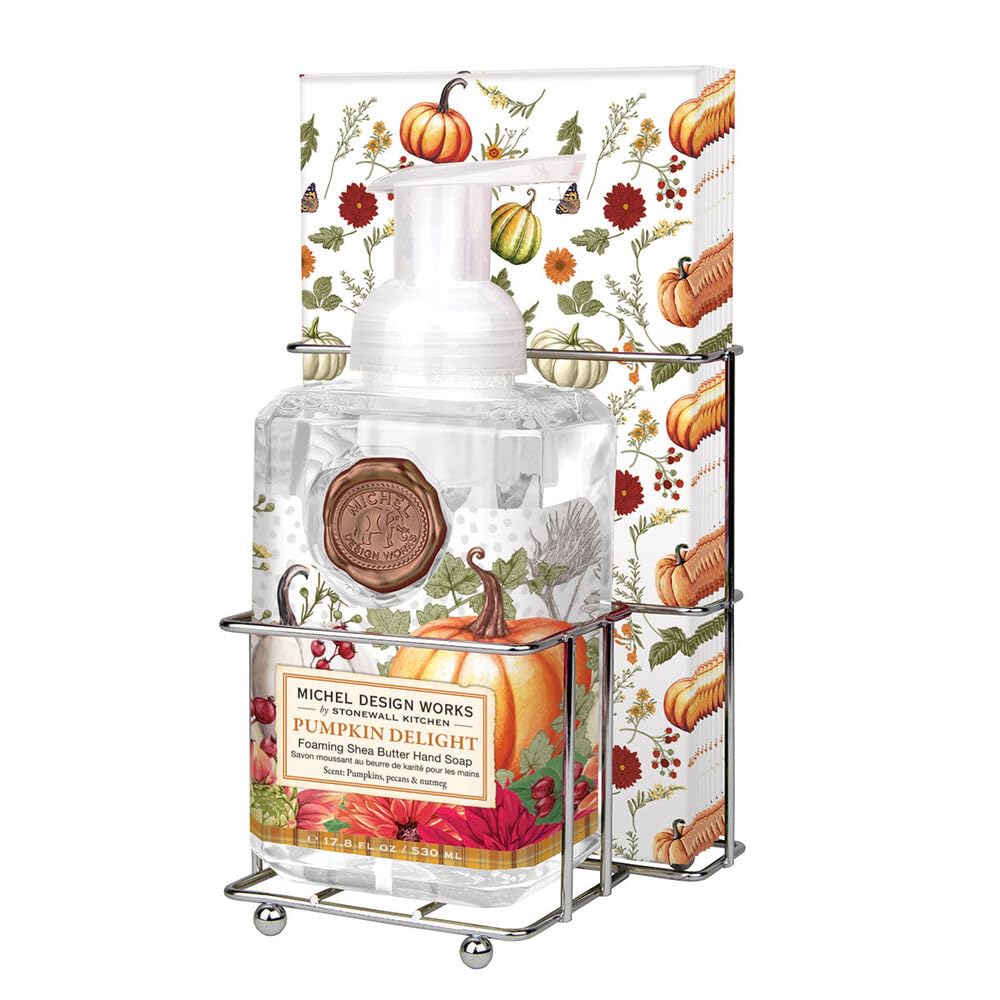 Michel Design Works Scented Foaming Hand Soap And Napkin Caddy Set, Pumpkin Delight