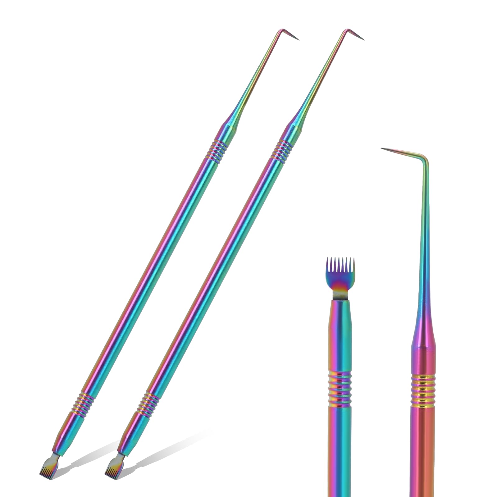 Lash Lift Perm Tool, 2 PCS Stainless Steel Eyelash Tint Rods Kit Metal Dual-End Eyelash Separator Tool with Pointed Tips and Las