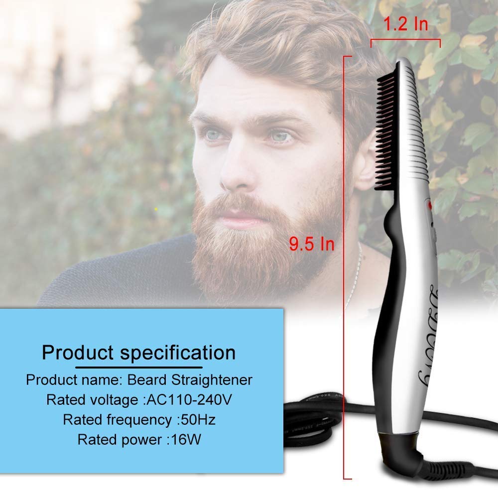 Beard Straightener Comb for Men,Hair Hot Comb,Quick Electric Heated Beard Brush Styler,Travel Portable Styling Comb Beard Iron,