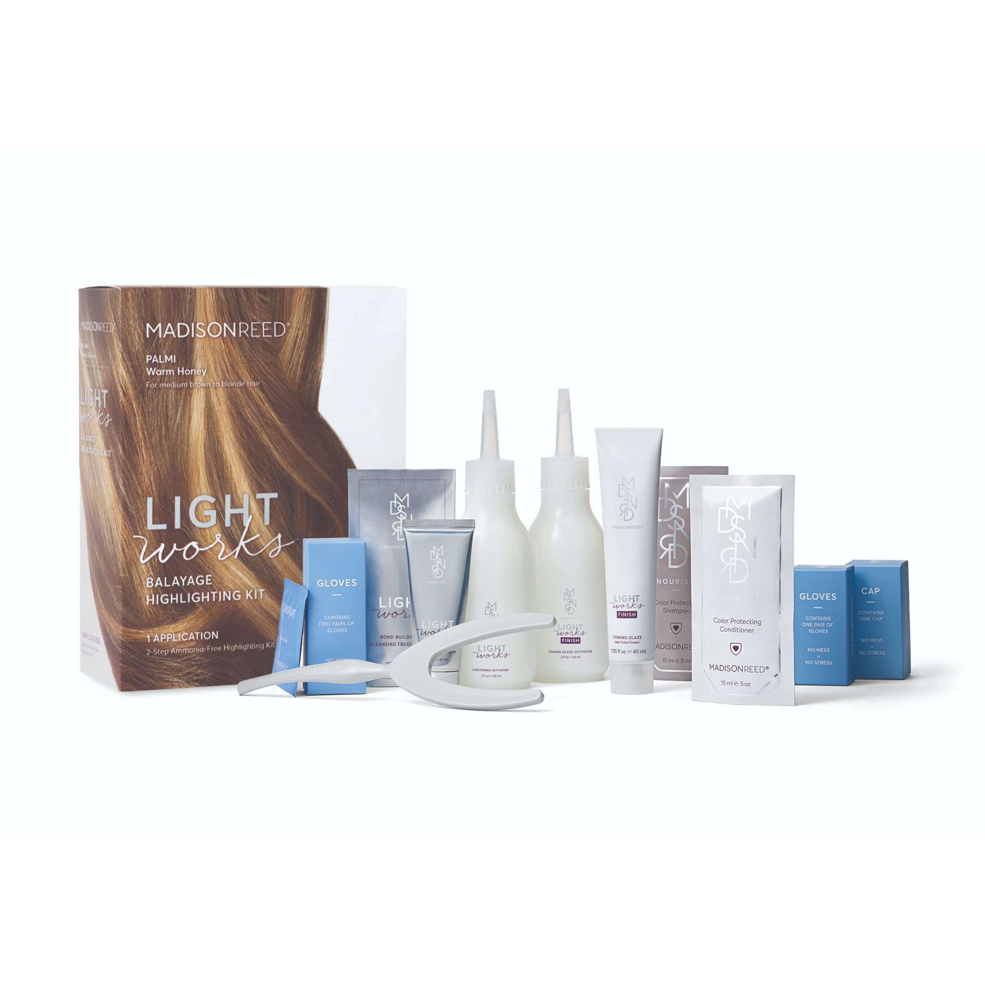 Madison Reed Light Works Balayage Highlighting Kit, Creates Natural-Looking Warm Honey Highlights (Palmi - Blonde), Amonia Free,