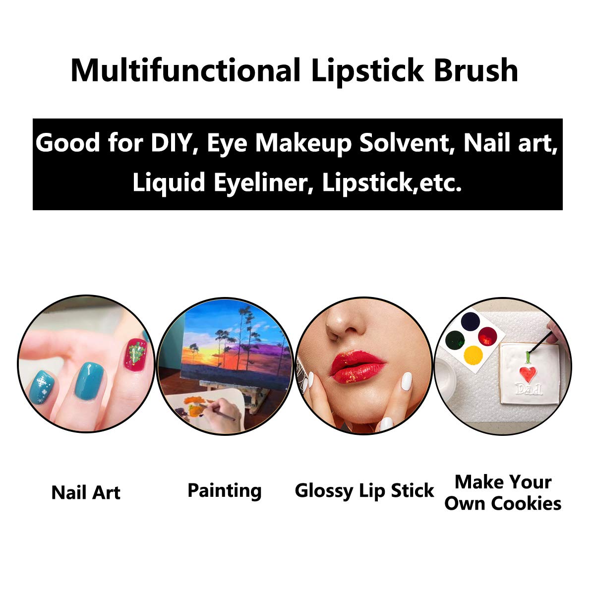 100 Pcs Disposable Makeup Lip Brushes Pyo Cookie Paint Brushes Nail Polish Brushes Cosmetic Lip Brush Wands Mini Paint Brushes F