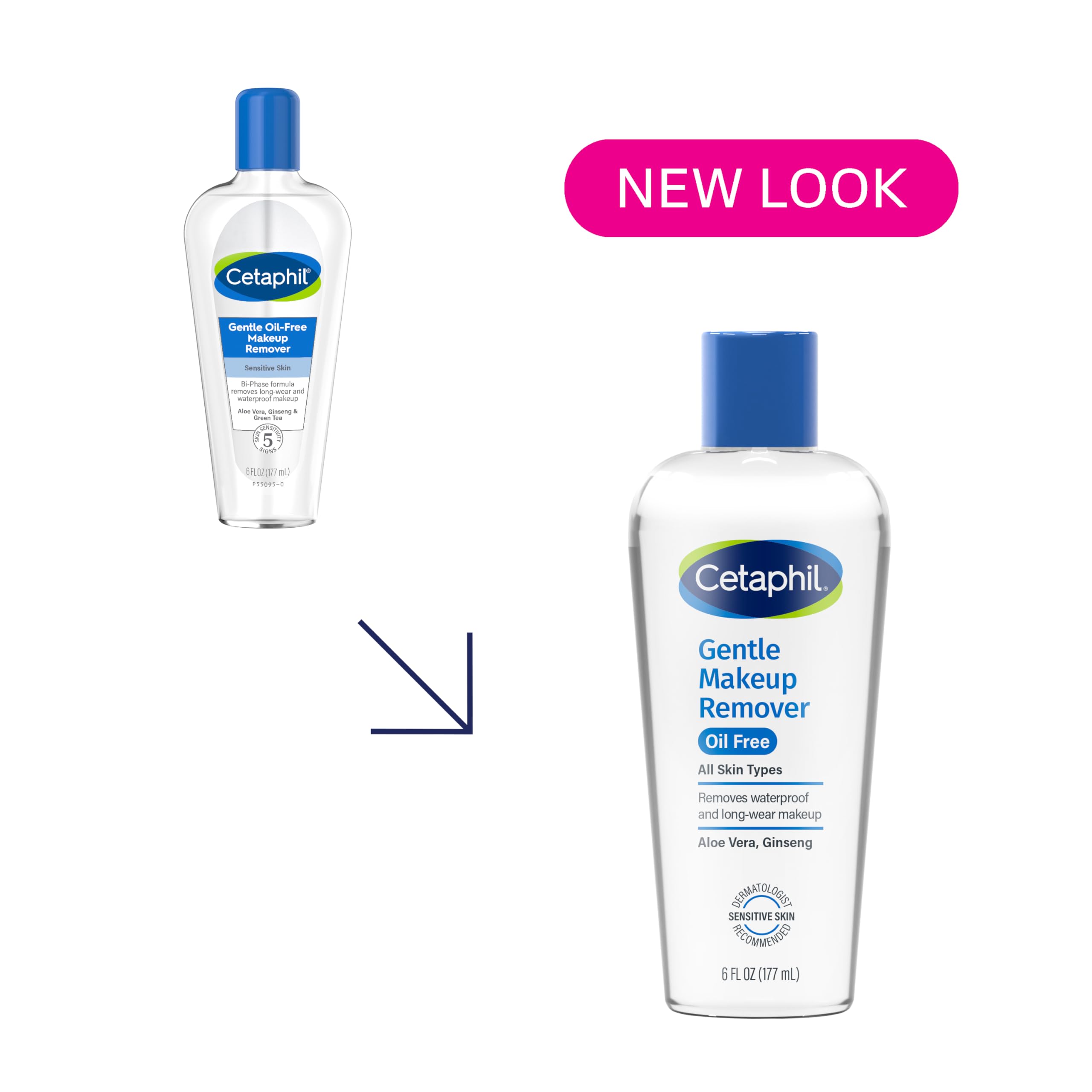 Cetaphil Gentle Waterproof Makeup Remover, Oil-Free Formula Suitable For Sensitive Skin, 6.0 Fluid Ounce