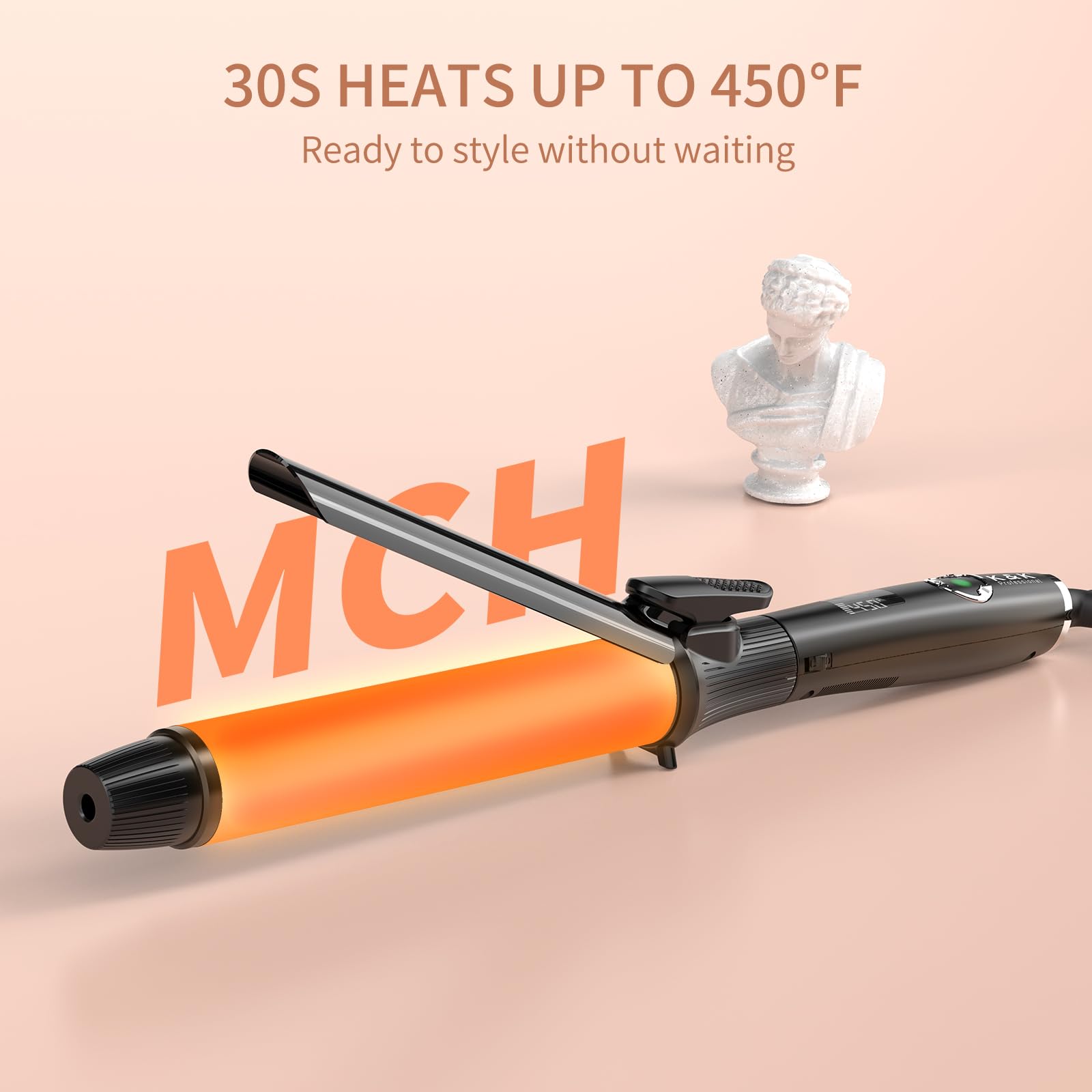 1 1/4 Inch Curling Iron With Clipped Tourmaline Ceramic Barrel Professional 1.25 Inch Hair Curler Up To 450F Dual Voltage For Tr