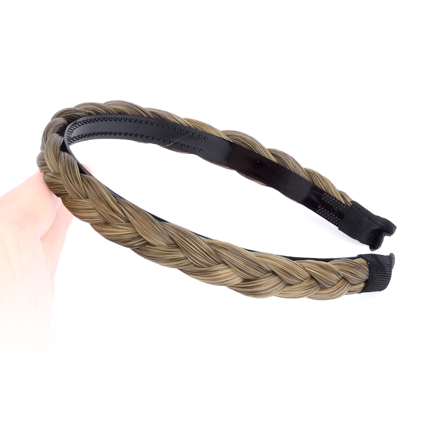 Gledola Braided Headband With Teeth Braids Hairband With Tooth Synthetic Hair Band Plaited Hairband For Women (Dark Blonde)
