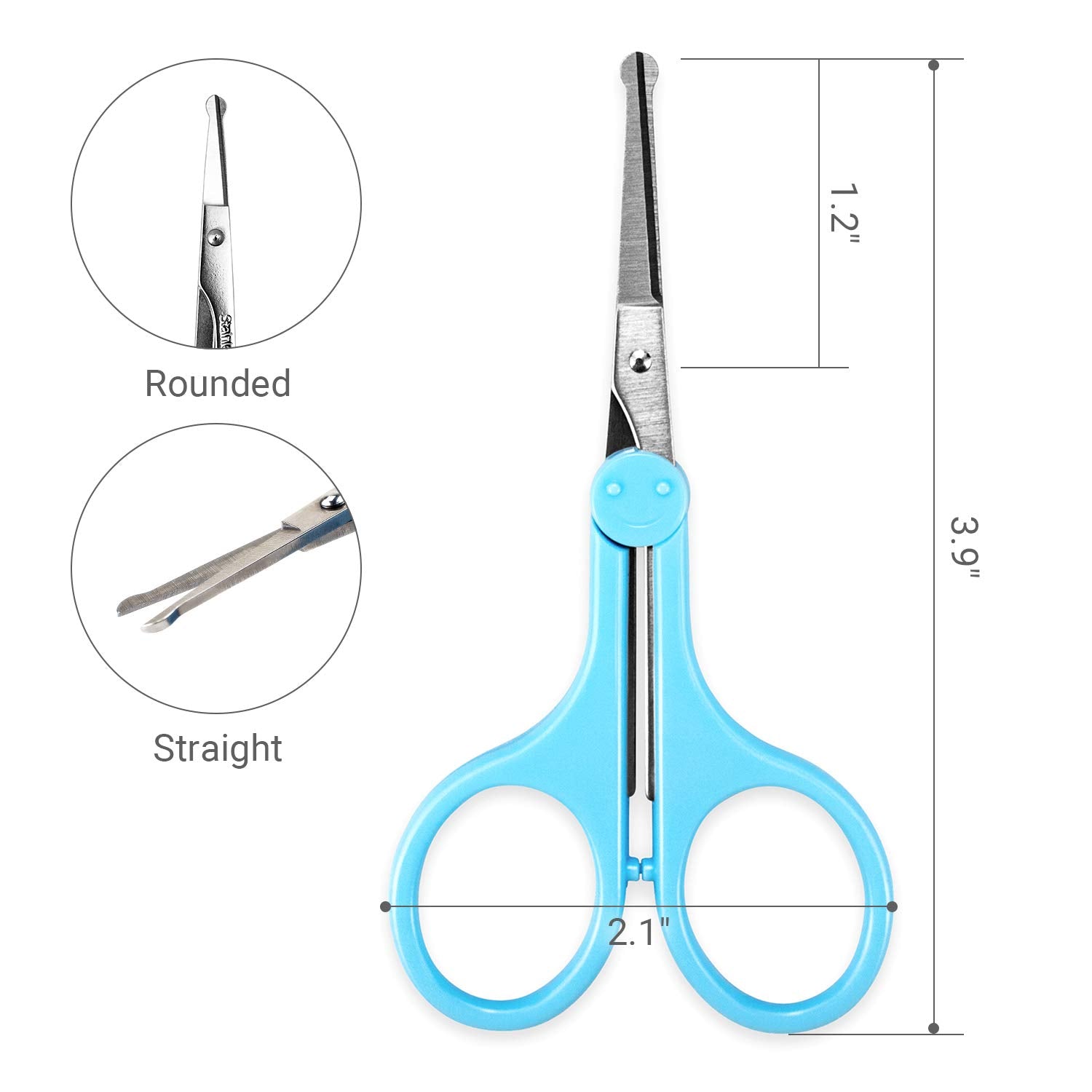 Humbee Eyebrow Scissors, Small Scissors For Facial, Nose, Eyebrow, Mustache, And Beard Hair Trimming & Grooming, Safety Edge, Bl