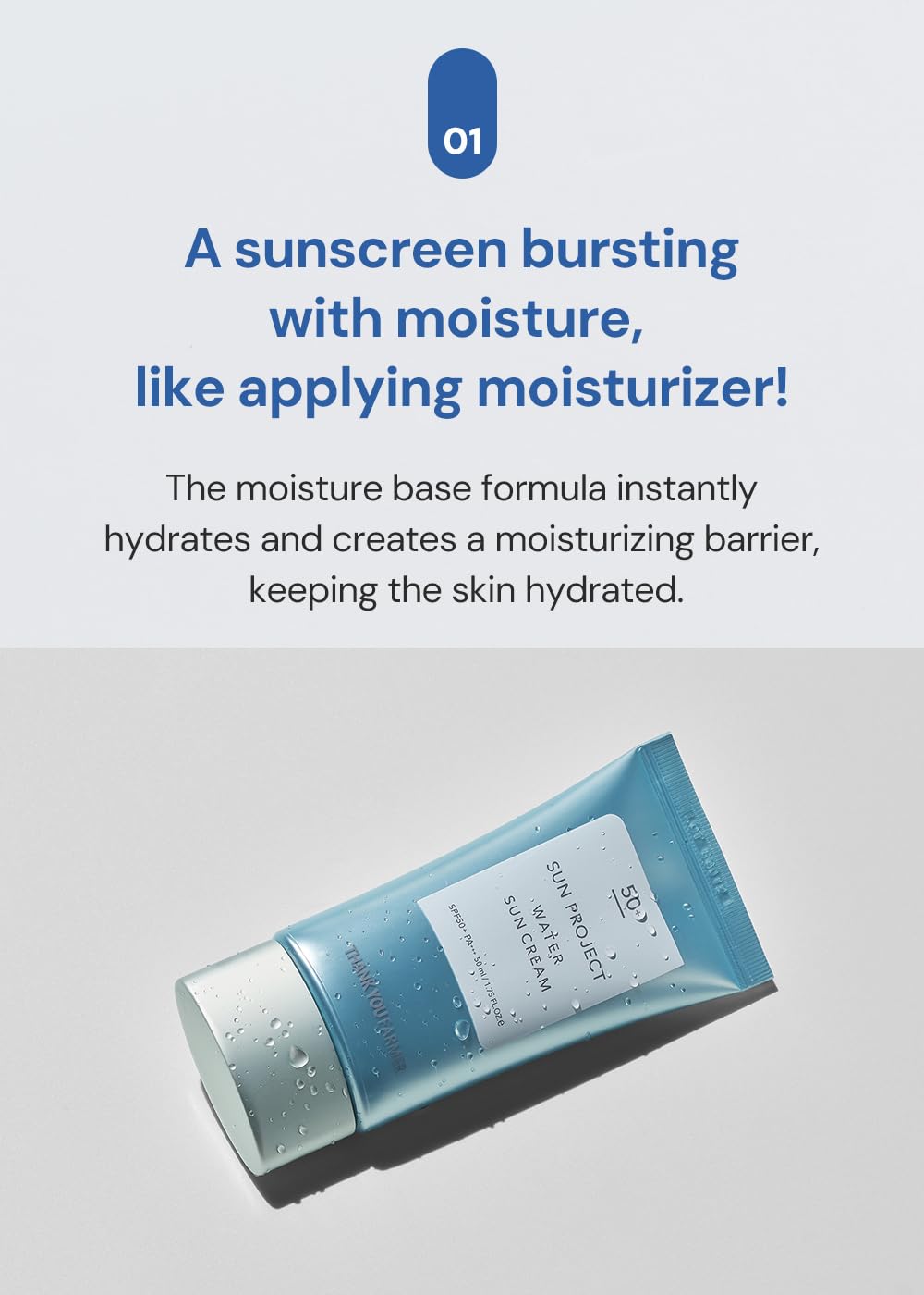 Thankyou Farmer Sun Project Water Sun Cream 1.75 Fl Oz (50Ml) - Travel Size Sunscreen, Face Sunscreen For Sensitive Skin, Korean