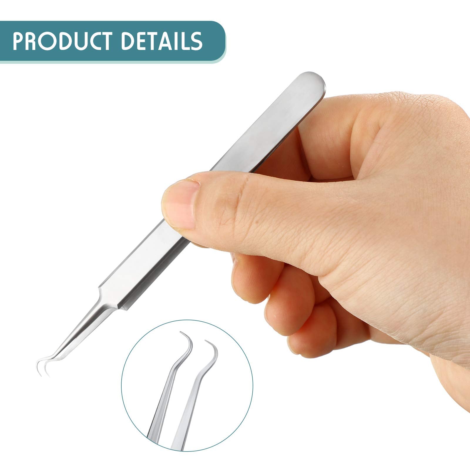 Honoson 3 Pcs Blackhead Tweezer Stainless Steel Pimple Tweezers Extractor Tool For Remove Blackhead Zit Whitehead Pimple Bend Cu