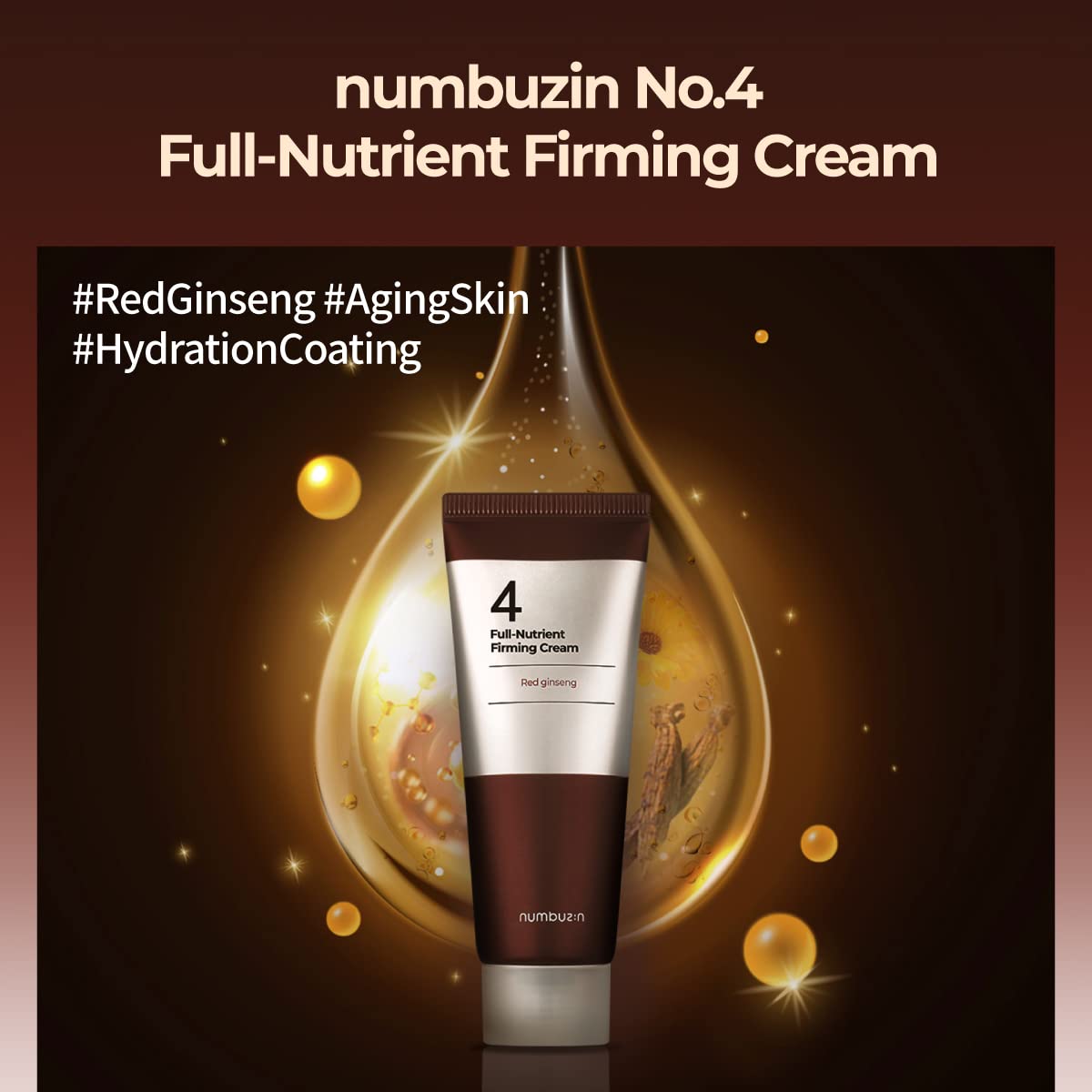 Numbuzin No.4 Full-Nutrient Firming Cream 2.02Oz/ 60Ml | Highly Nutritious,Anti-Wrinkle, Anti-Aging, Elasticity, Red Ginseng