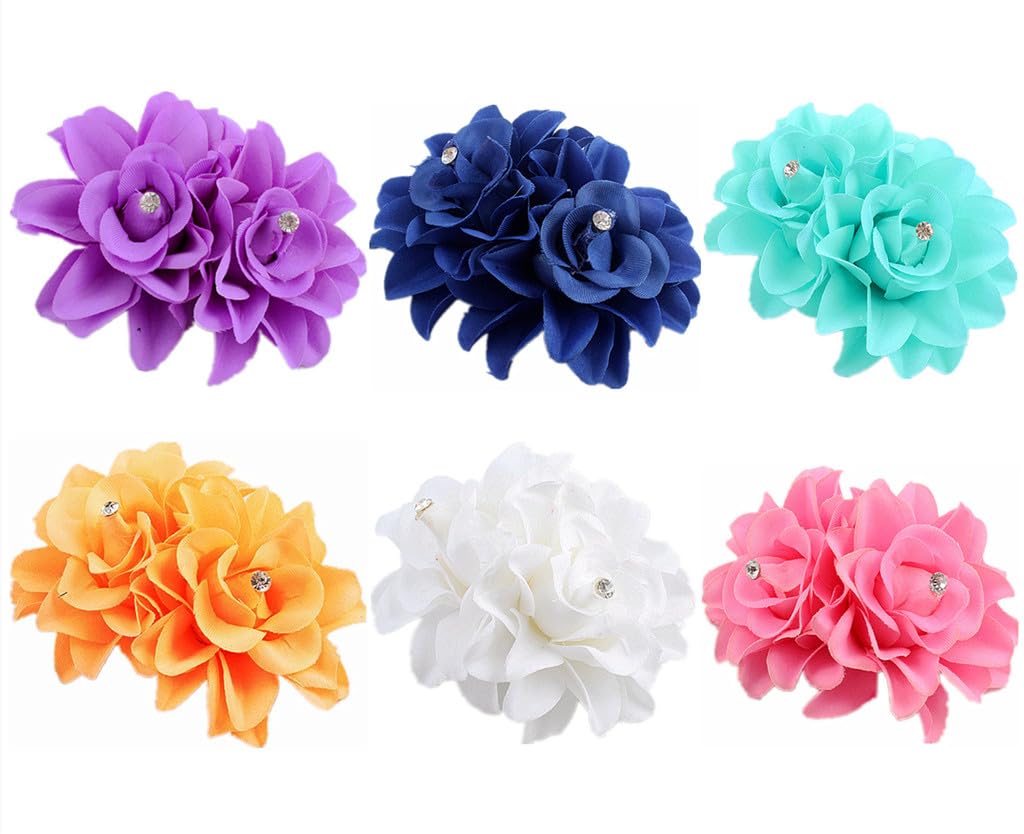 ALIMITOPIA Flower Hair Clip Fabric Artificial Double Rose Flower Alligator Hair Clip Hairpin Barrette Headdress Bobby Pins Headw