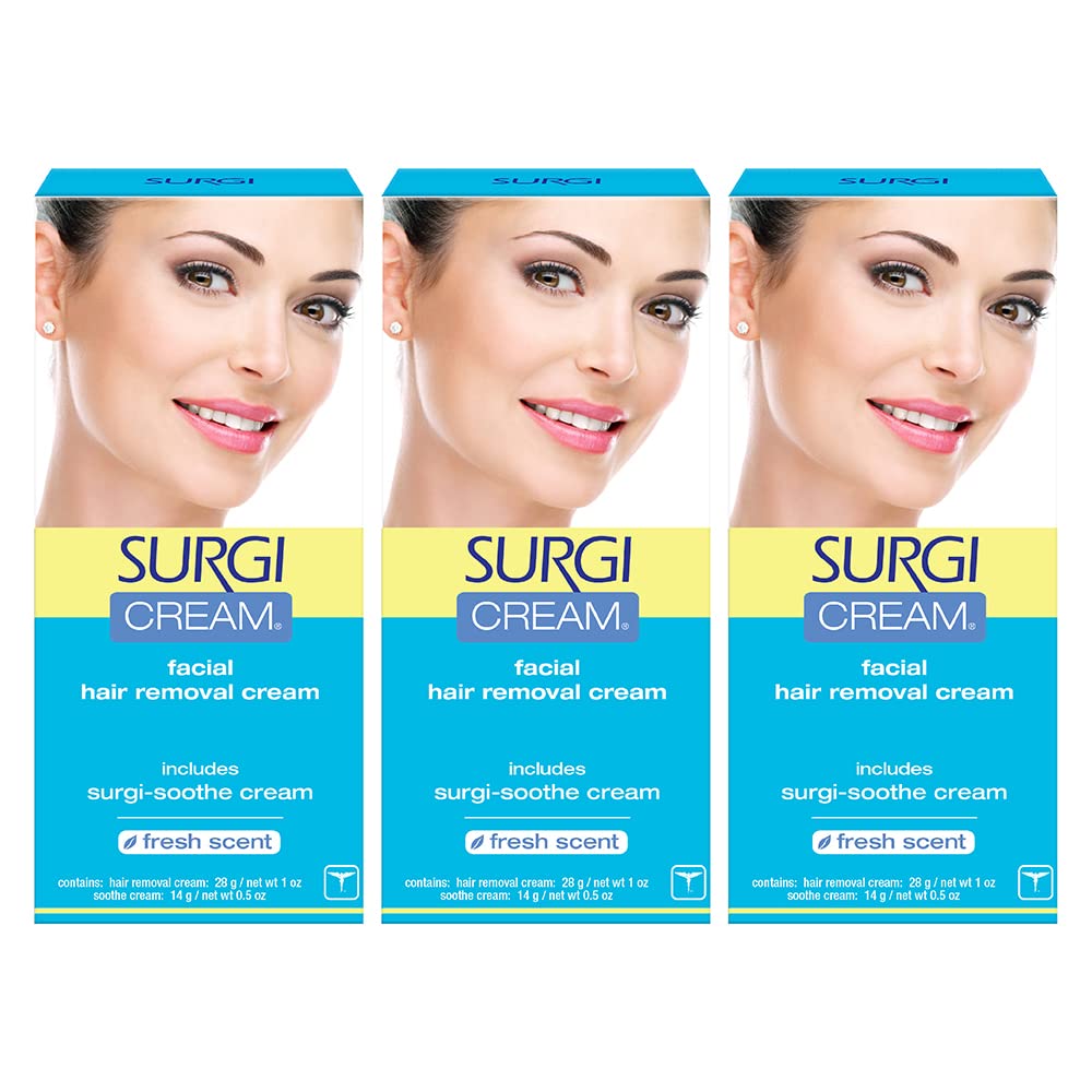 Surgi-Cream Hair Remover For Face, 1-Ounce Tubes (Pack Of 3)