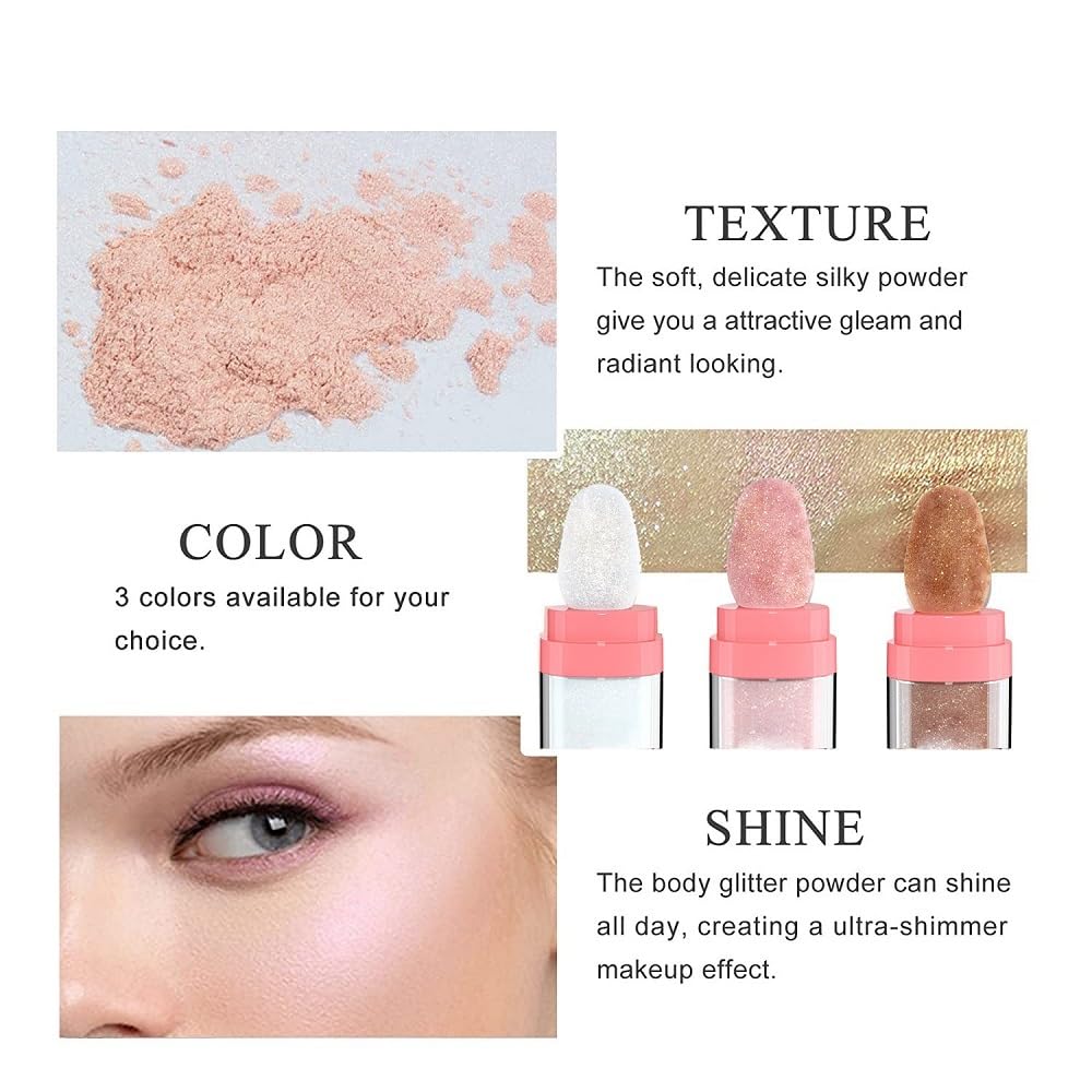 Highlighter Makeup Glitter Powder, Body Brightens The Natural Three-Dimensional Face Blusher Patting Powder Highlighter. (05#Gol