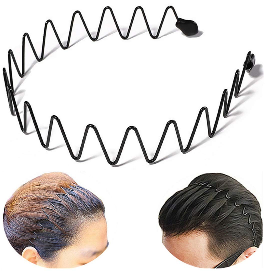 bodbop XINGZHE Metal Hair Band Men Headband Women's Fashion Elastic Stylish Sports Hairband Head Hoop with Non Slip Wavy Teeth, 