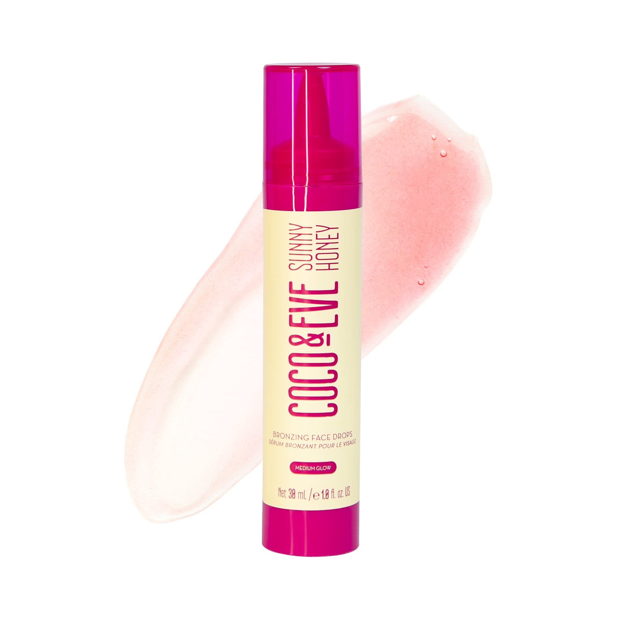 Coco & Eve Sunny Honey Bronzing Face Drops (Medium Glow) for Natural Self Tanning . Hydrating Hyaluronic Acid. Gradual Face Tann