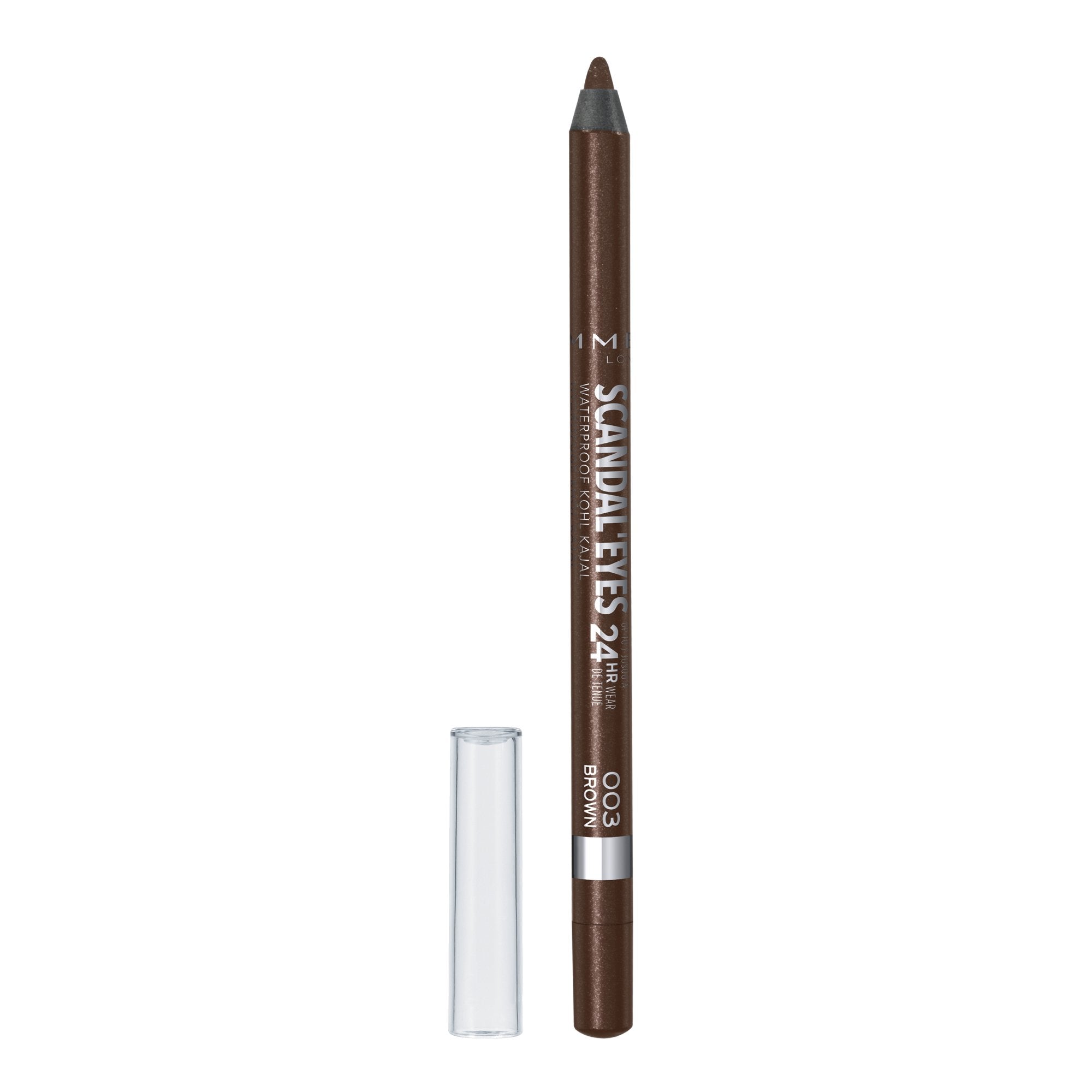 Rimmel London Scandaleyes Waterproof Kohl Kajal Eyeliner Pencil, Intense Color, Long-Wearing, Smudge-Proof, 003, Brown, 0.04Oz