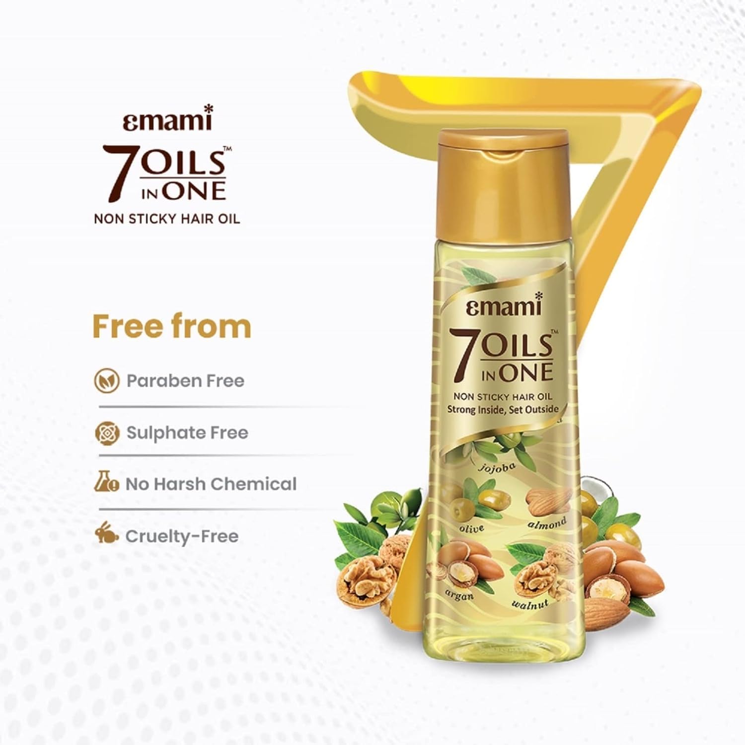 Emami 7-In-1 Hair Oil | With Natural Ayurvedic Herbs | Repairs Hair Damage | Nourishes Scalp | Fights Dandruff | Provides Strong