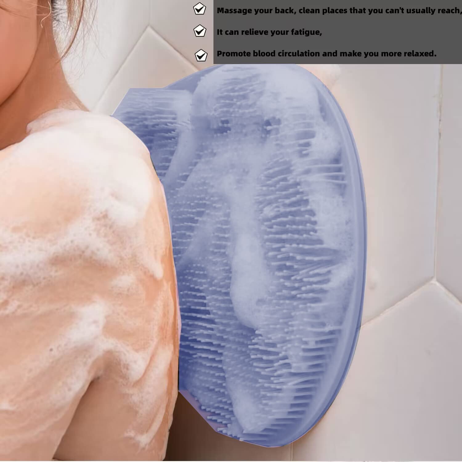 Yvpsi Shower Foot & Back Scrubber, Wall Mounted Massage Pad, Silicone Bath Massage Cushion Brush With Suction Cups For Body Scru