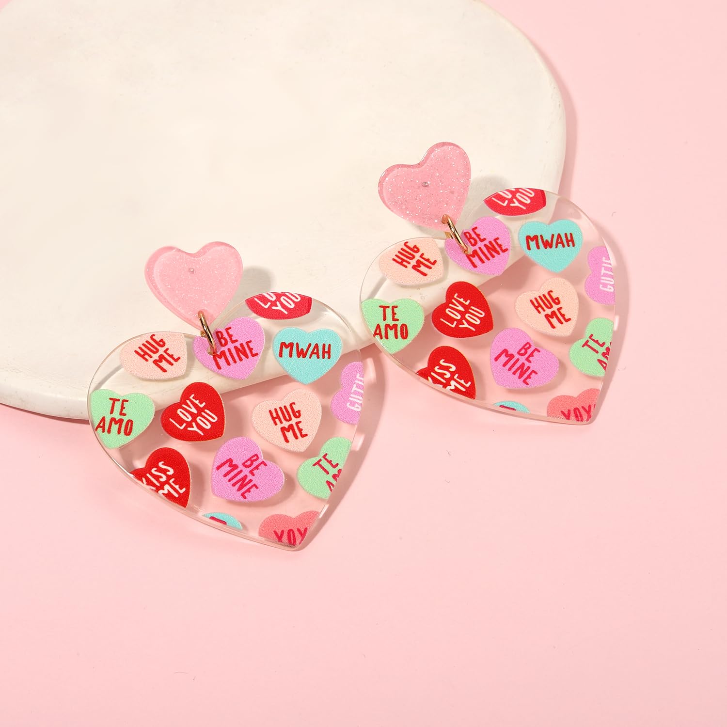 Cealxheny Valentines Day Headbands For Women Xoxo Kiss Heishi Bracelets Glitter Heart Earrings Lover Outfits Accessories Valenti