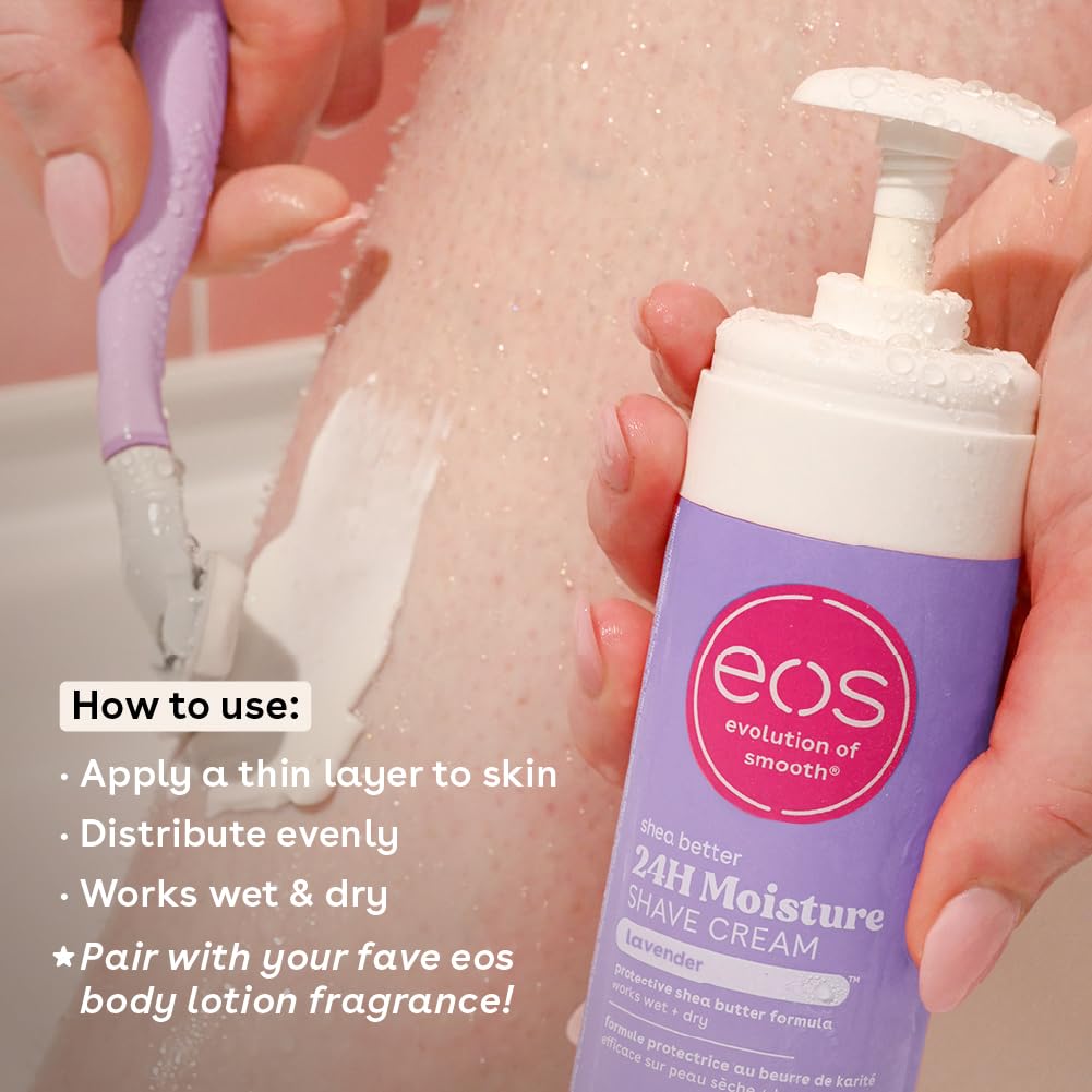Eos Shea Better Shaving Cream- Lavender, Women'S Shave Cream, Skin Care, Doubles As An In-Shower Lotion, 24-Hour Hydration, 7 Fl
