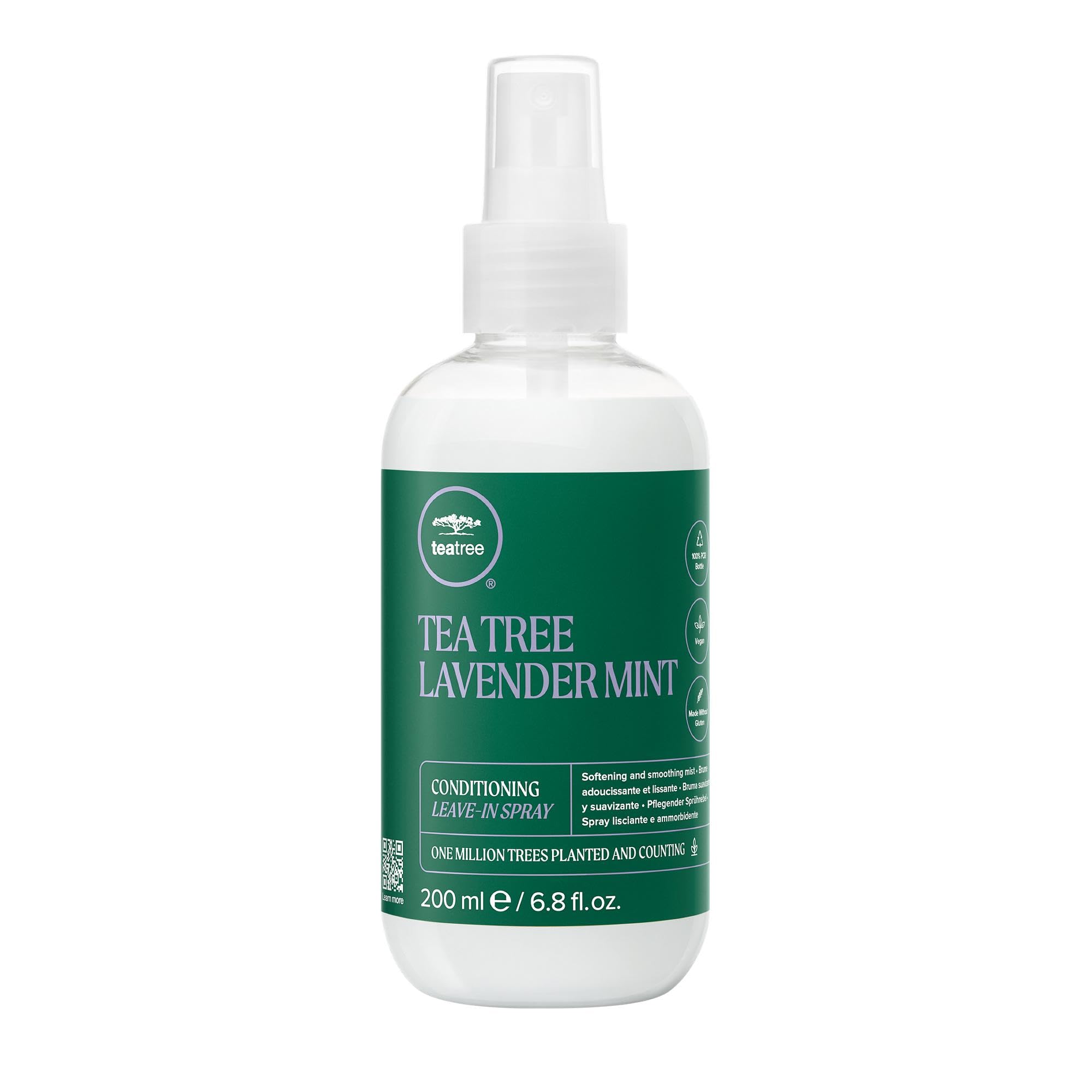 Tea Tree Lavender Mint Conditioning Leave-In Spray, Lightweight Leave-In Conditioner, Softens + Smooths, For Coarse + Dry Hair, 