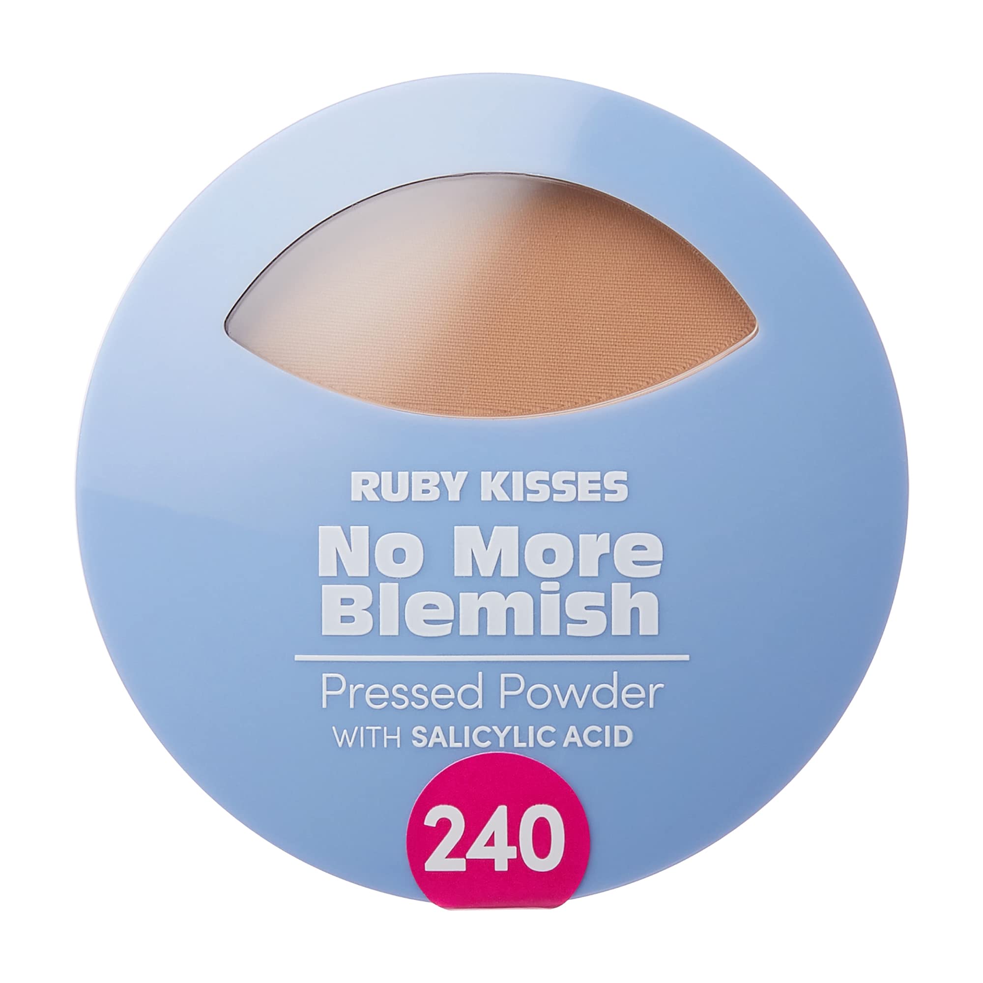 Ruby Kisses No More Blemish Face Powder with Salicylic Acid Korean Makeup Matte Finish Full Coverage Pressed Powder (Golden Beig