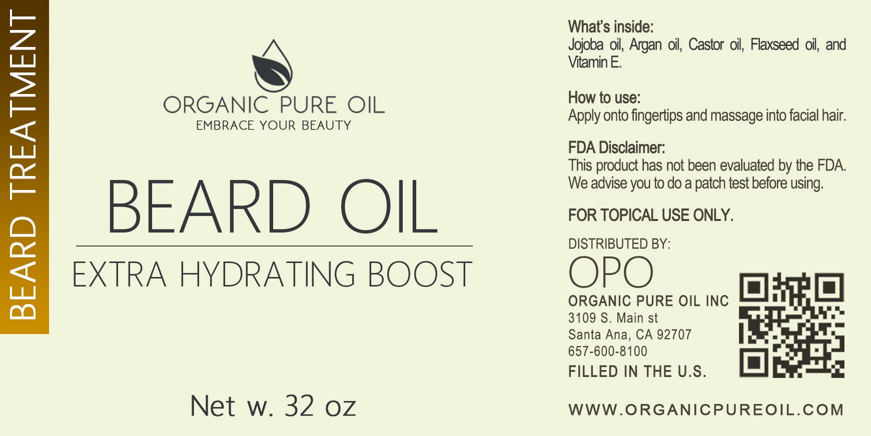 Unscented Beard Oil - 100% Natural, Organically Sourced, Non-Gmo, Facial Hair Hydrating & Conditioning Oil Blend - 32 Oz - Bulk