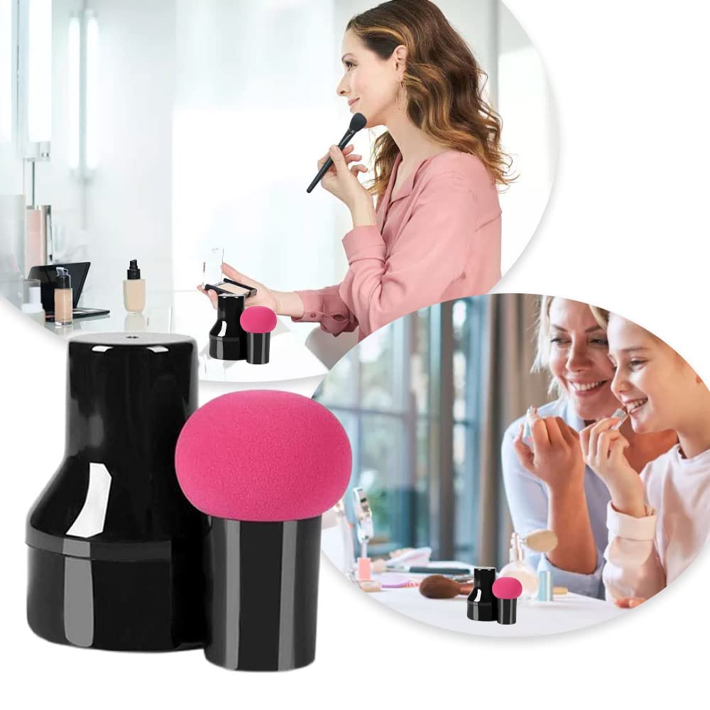 2 Pcs Makeup Sponges Makeup Sponges With Handles Cases Makeup Puffs For Foundation Creams And Powders (Mushroom A)