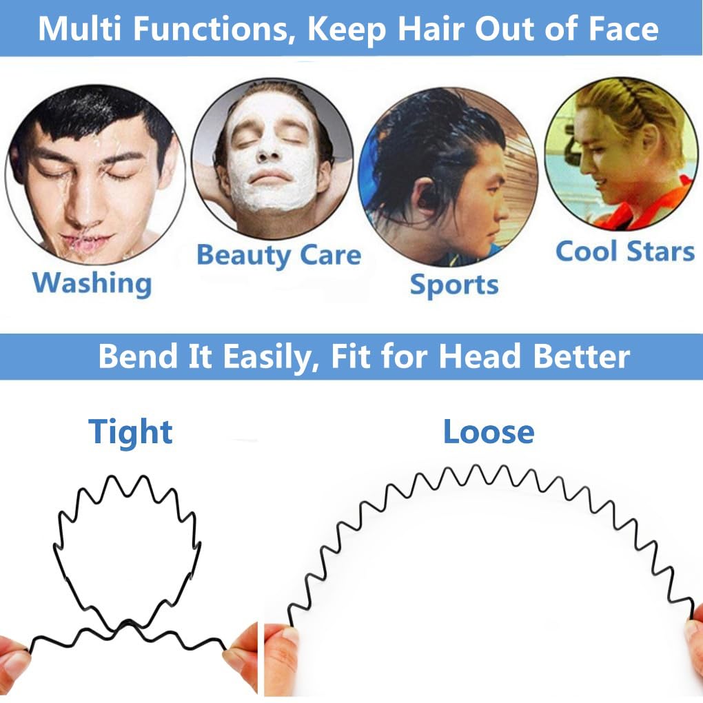 Bodbop Xingzhe Metal Hair Band Men Headband Women'S Fashion Elastic Stylish Sports Hairband Head Hoop With Non Slip Wavy Teeth,