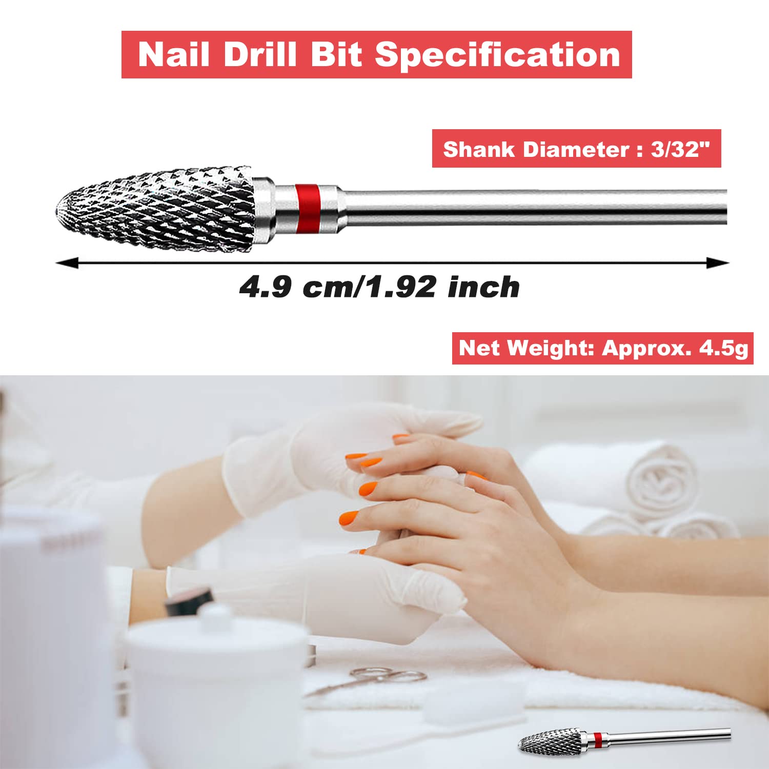 Fantexy 3/32'' Carbide Nail Drill Bit - Remove Acrylic Hard Gels Quickly And Safely,Professional Cone Tungsten Drill Bits Set Na