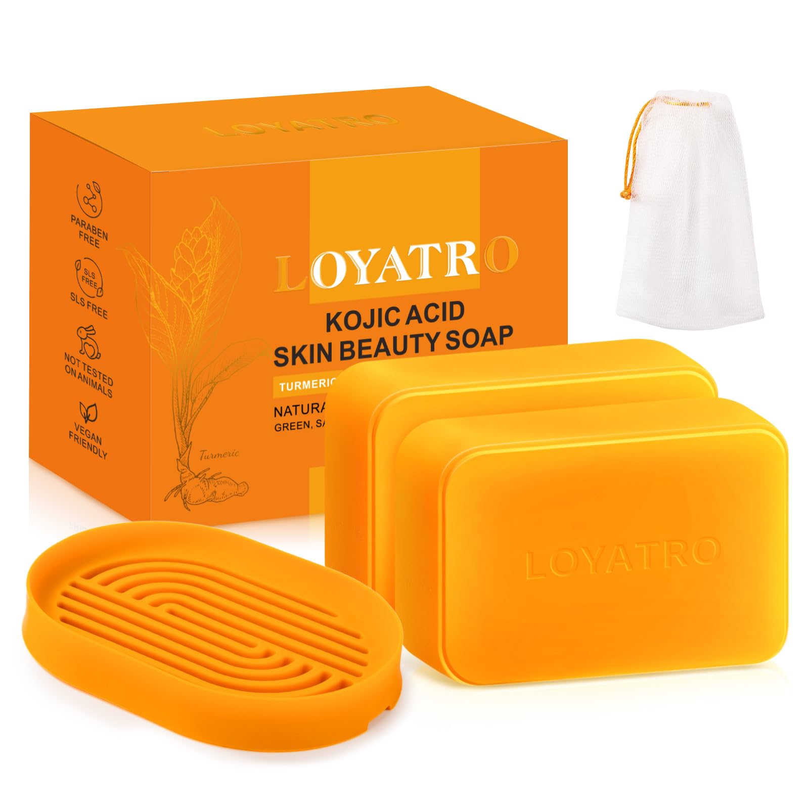 LOYATRO Turmeric Soap for Dark Spots Kojic Acid Turmeric Soap Bar for Face & Body-Acne, Dark Spots, Smooth Skin, For All Skin Ty
