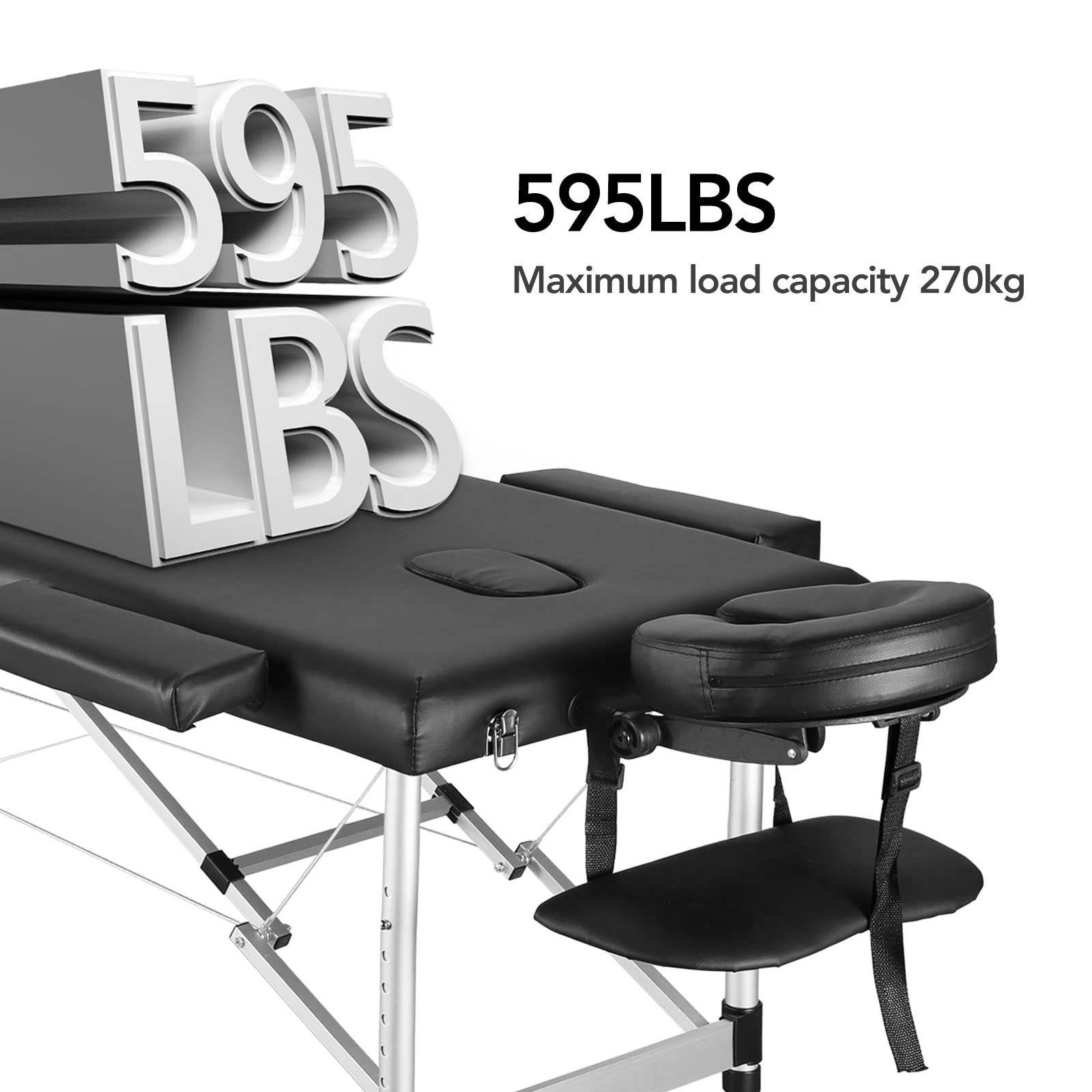 Careboda Massage Table Professional Massge Bed 3 Fold 82 Inches Height Adjustable (Macaron Pink)