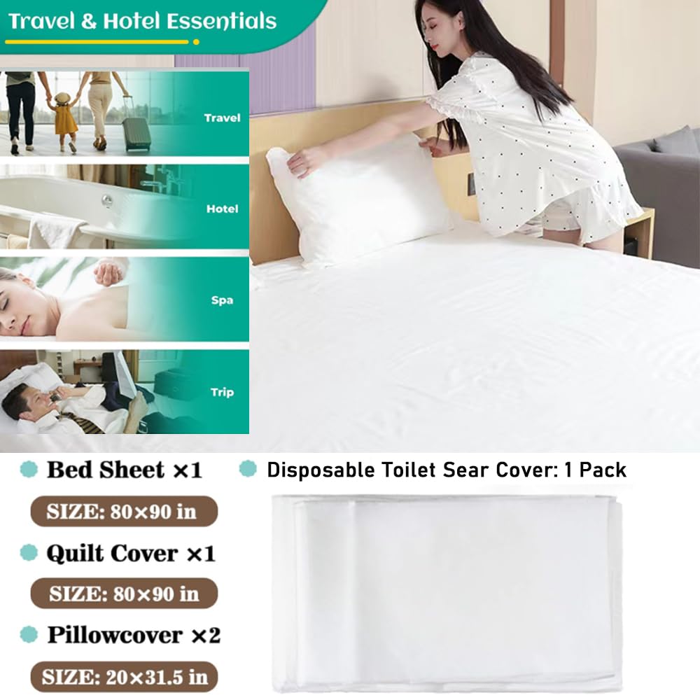Disposable Travel Bed Sheets King Size, Disposable Hotel With Quilt Cover And Pillowcase, Disposable Bedding Travel Bedding Disp