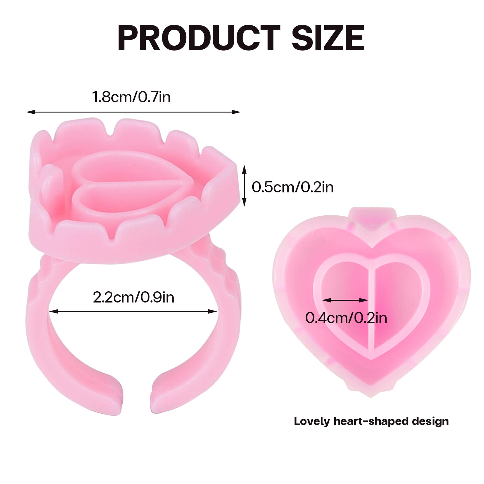 Pretty Memory 300 Pcs Glue Rings For Eyelash Extensions, Lovely Heart Lash Glue Rings Blooming Eyelash Glue Holder Volume Fannin