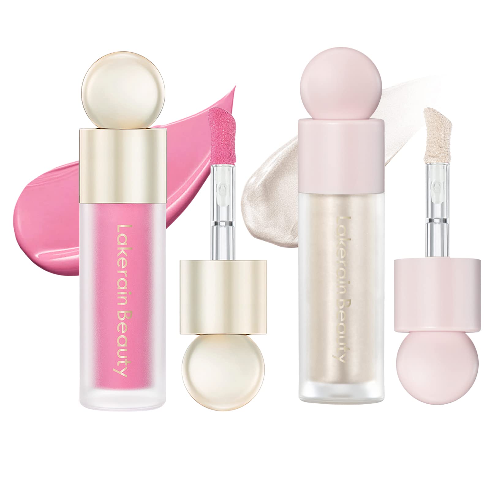MEICOLY Liquid Blush and Highlighter,Natural Sparkly Liquid Illuminator for Face,Long Lasting Light Liquid Luminizer Highlighter