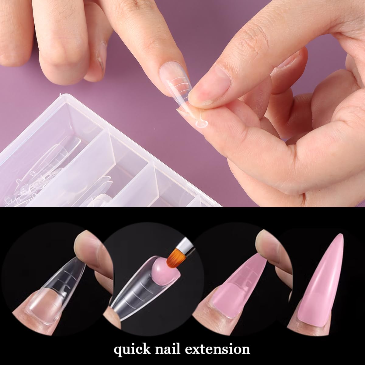 120Pcs Dual Nail Forms Set Full Cover Nail Extension Tips Coffin Almond False Nail Tips Acrylic Nail System Dual Forms With Sili