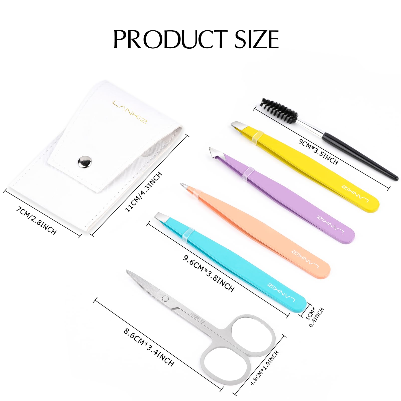 Lankiz Tweezer Set, 6 Pcs Eyebrows Tweezers Set With Travel Case Professional Stainless Steel Tweezers For Women & Men, Great Pr