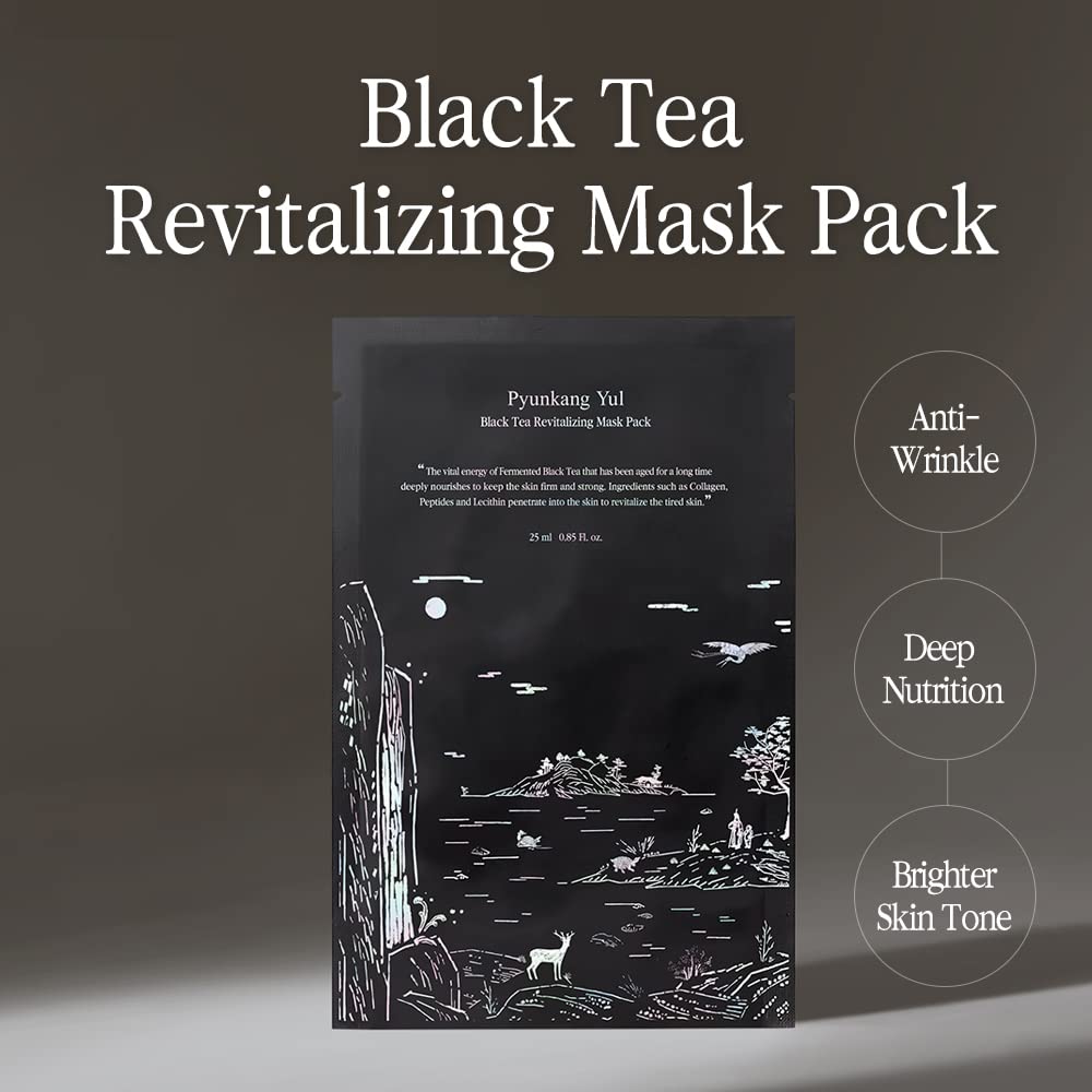 Pyunkang Yul Fermented Black Tea Revitalizing Mask Pack With Low Molecule Collagen, Shea Butter, Skin Revival, Elasticity Care,