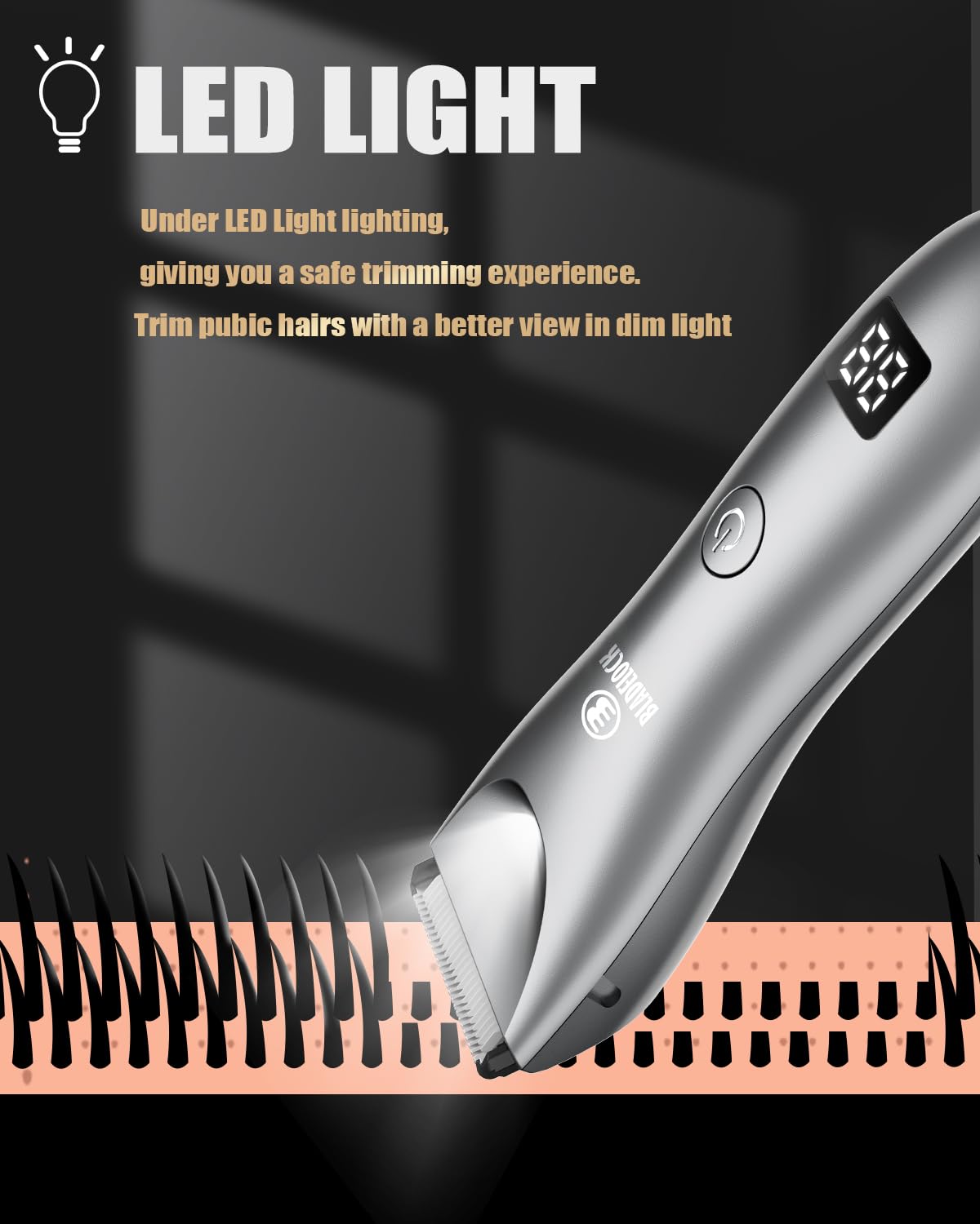Enssu Body Hair Trimmer For Men With Light, Ball Trimmer Men Waterproof, Pubic Groin Hair Trimmer For Men Rechargeable Body Groo
