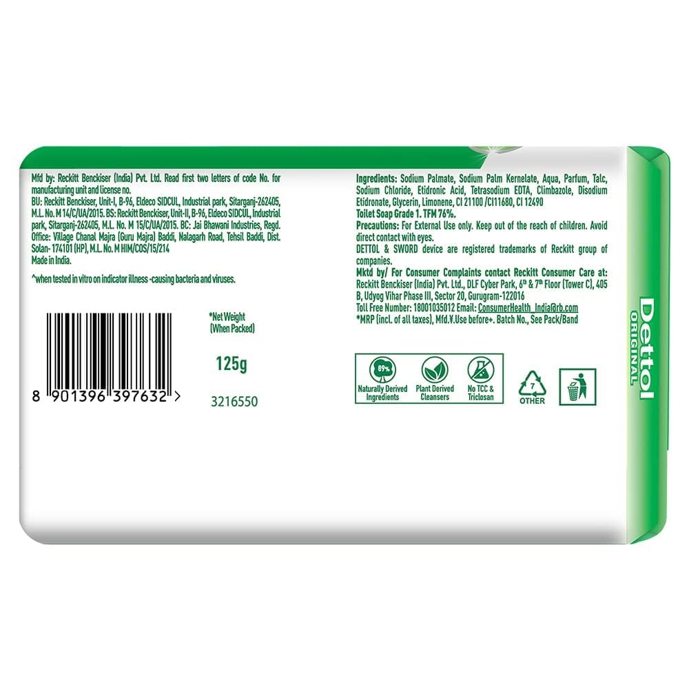 Dettol Original Bar Soap 125 Gr 6-Pack (6 X 125 Grams)