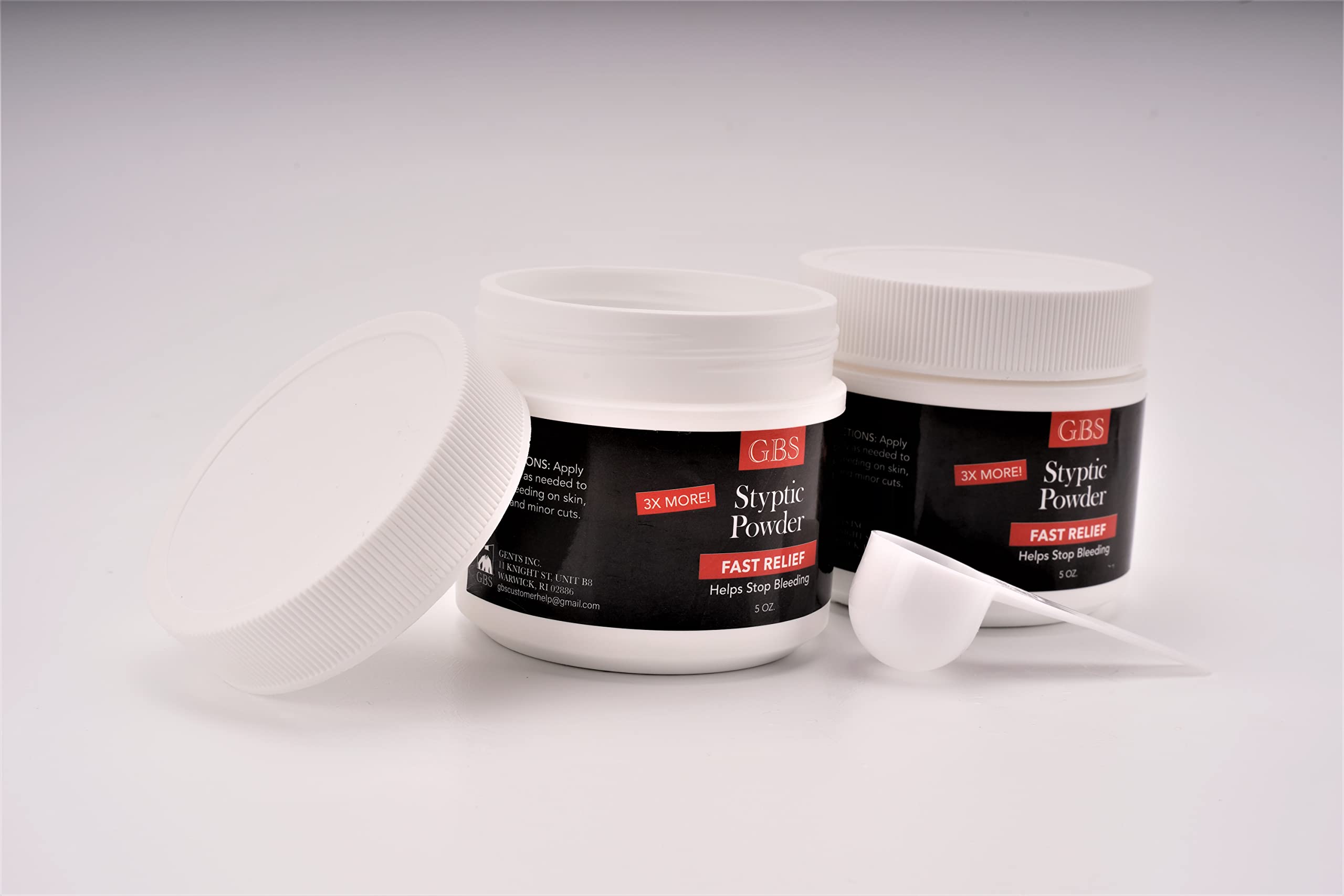 G.B.S Styptic Powder With Sealed Top + Scoop Quick Stop Bleeding, Nick Relief First Aid Useful For Minor Cuts, Nosebleeds, Campi
