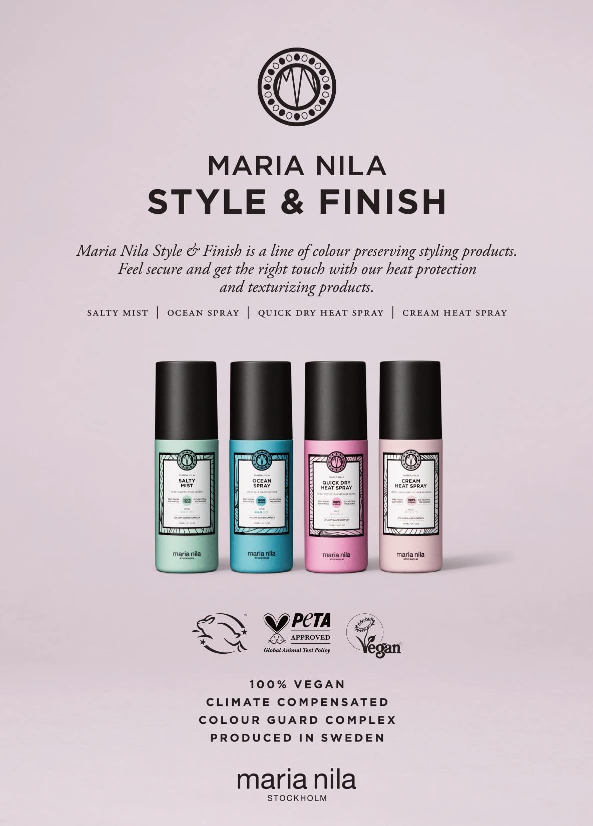 Maria Nila Cream Heat Spray, 5.1 Fl Oz, Protects Hair When Using Heating Tools, Pea Protein Prevents Split Ends, 100% Vegan & Su