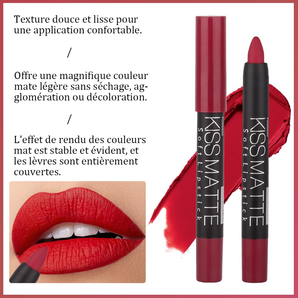Evpct 3Pcs Rub Red Chestnut Mauve Pink Matte Lipstick Lip Crayon Liner Pencil Pen Makeup Set Dnm Matte Lipstick And Lip Liner Se