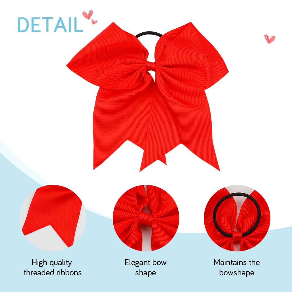 Wrnzl Cheer Bows, Red Hair Bow, 2 Pcs Big Red Bow Scrunchies For Girls, Softball Hair Bows, Sports Elastic Ponytail Holder Schoo