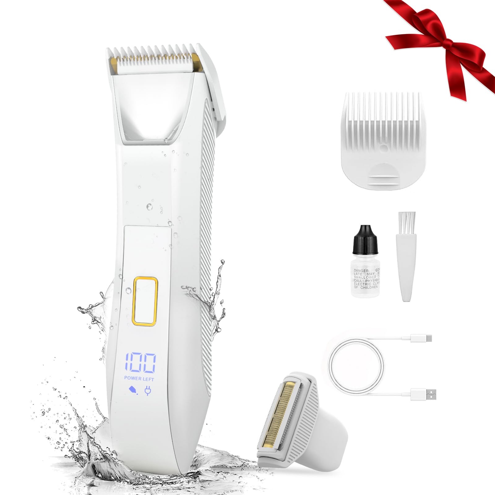 Electric Bikini Trimmer For Women, 2-In-1 Body Hair Trimmer And Pubic Hair Trimmer Women, Dual Head Shaver For Smooth, No-Nick S