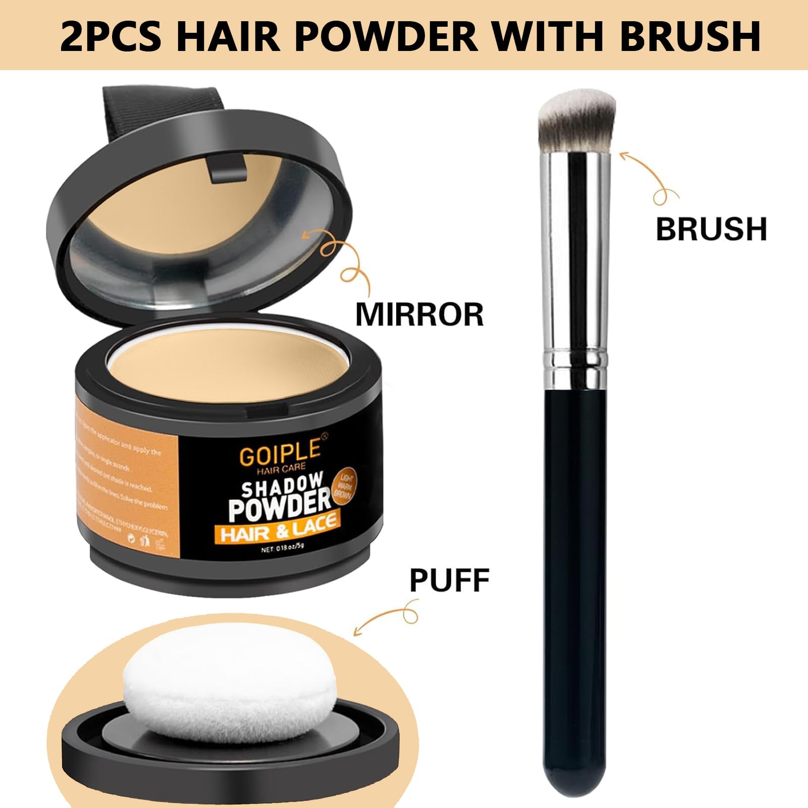 Lockmio Root Cover Up Powder For Women - 3Pcs Light Warm Brown Hair Fibers For Thinning Hair Shadow Powder, Hairline Powder For
