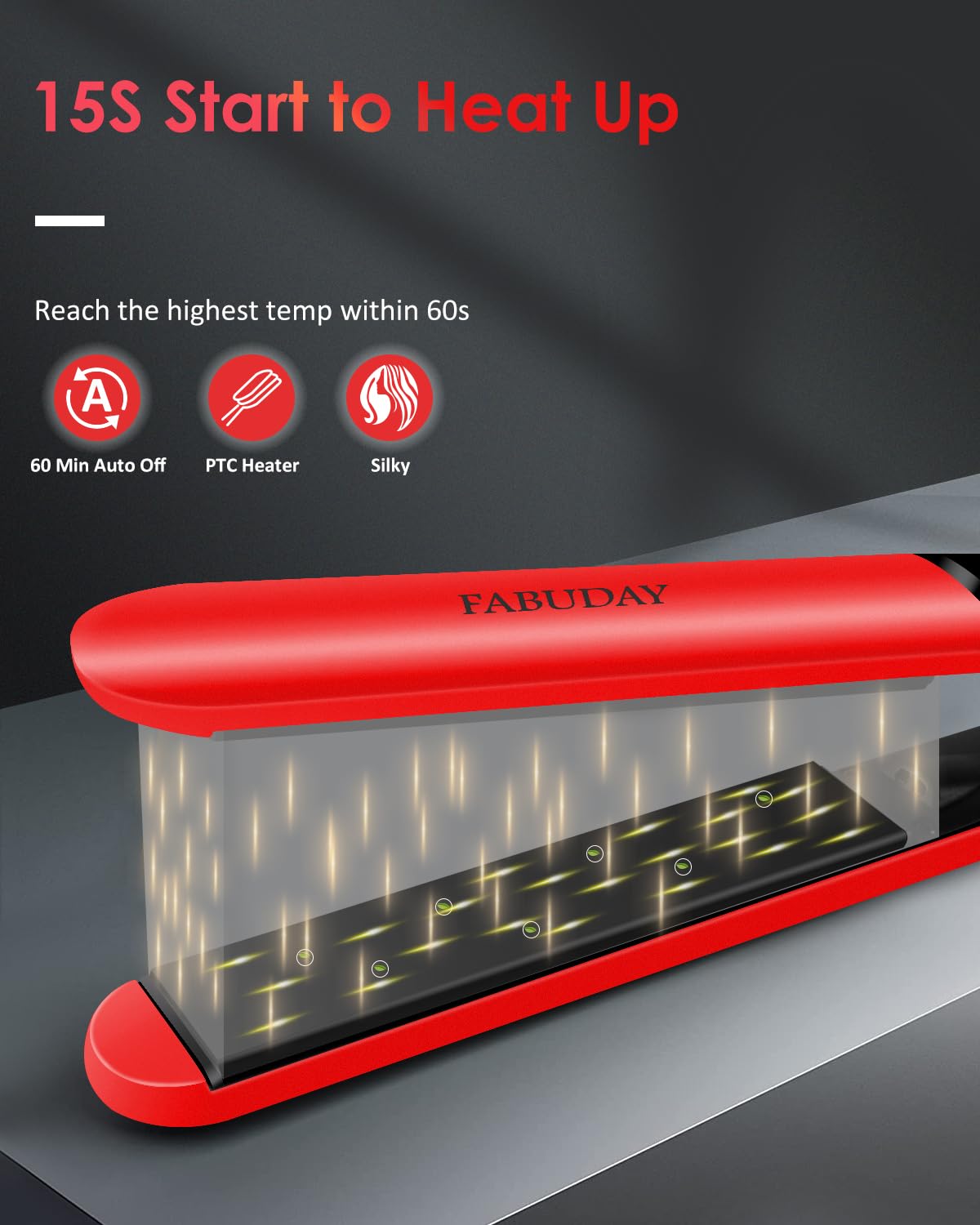Fabuday Flat Iron Hair Straightener Dual Voltage - Heat Up Quickly, Lcd Display & Auto Shut-Off, 12 Adjustable Temp Hot Iron For