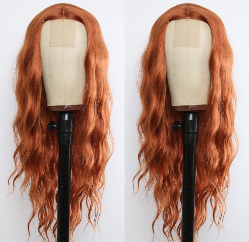 Evlynn Ginger Orange Color Lace Front Wigs Loose Wave Wigs For Fashion Women Heat Resistant Natural Wave Auburn Wigs Long Wavy S