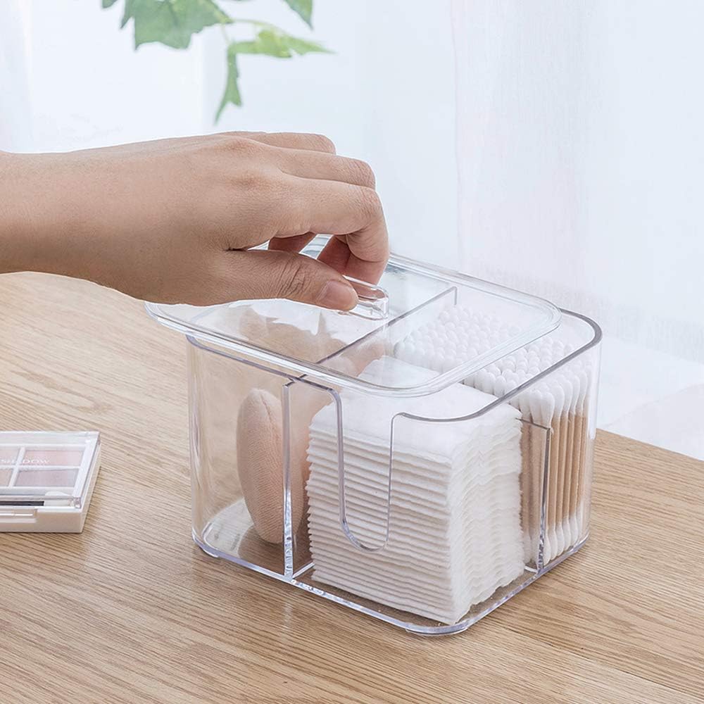 Sunficon Cotton Swab Balls Box Cotton Pads Holder Organizer Holder Dispenser Storage Canister Cosmetic Pads Container Flossers C